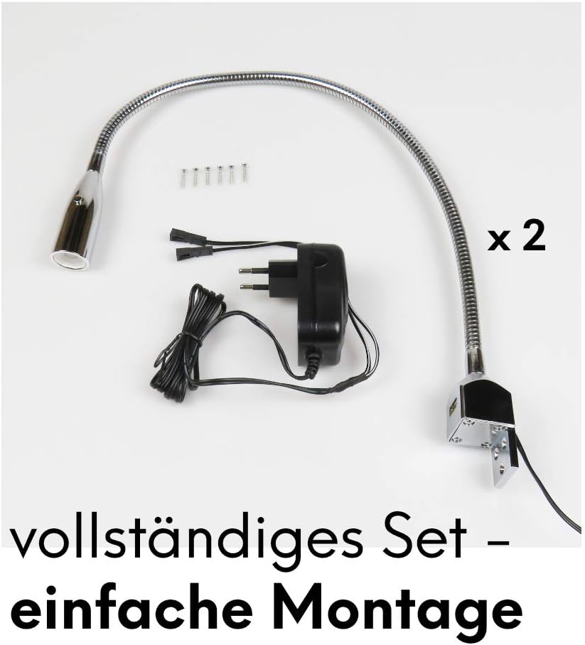 Lampada Flessibile da Letto LED con USB, Cromata - immagine 2