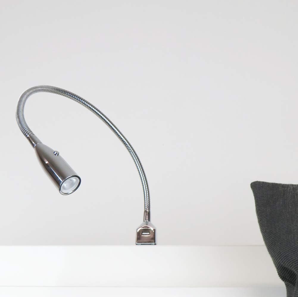 Lampada Flessibile da Letto LED con USB, Cromata - immagine 3