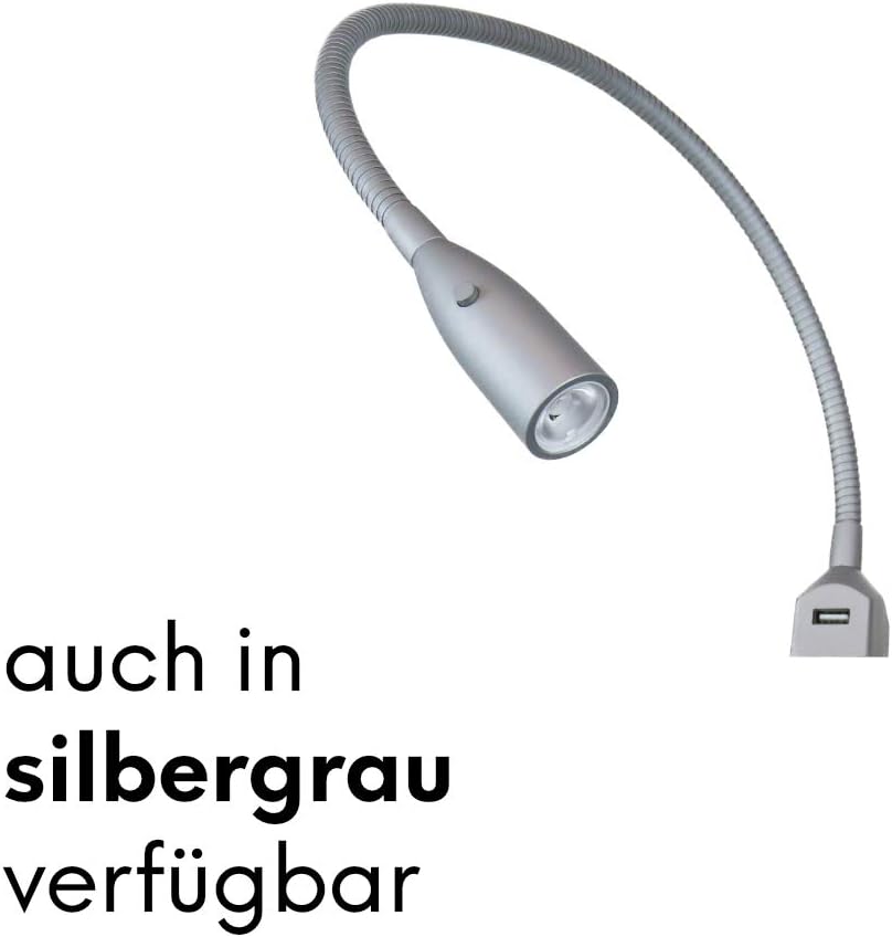 Lampada Flessibile da Letto LED con USB, Cromata - immagine 7