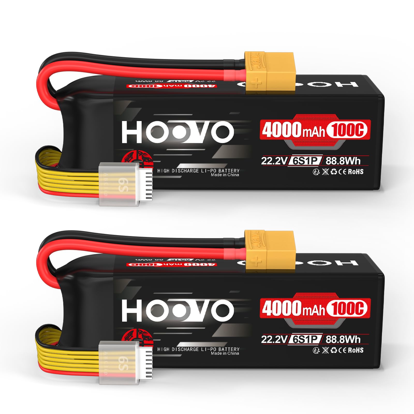 Hoovo 6S Batteria Lipo 22,2V 4000mAh 100C (2 pezzi)