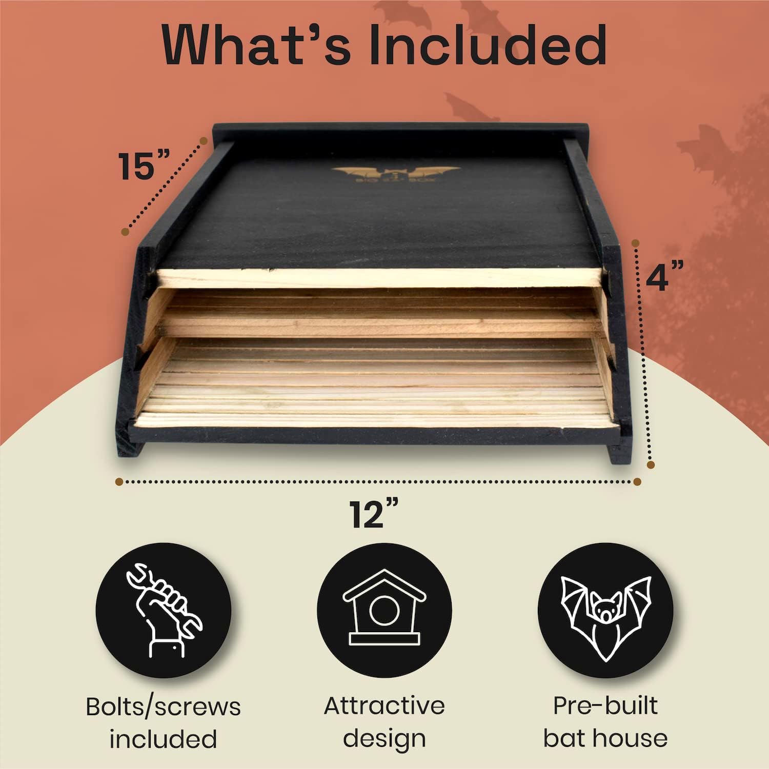 Wildyard Bat House For Outdoors - Casa Nera per Pipistrelli - immagine 2