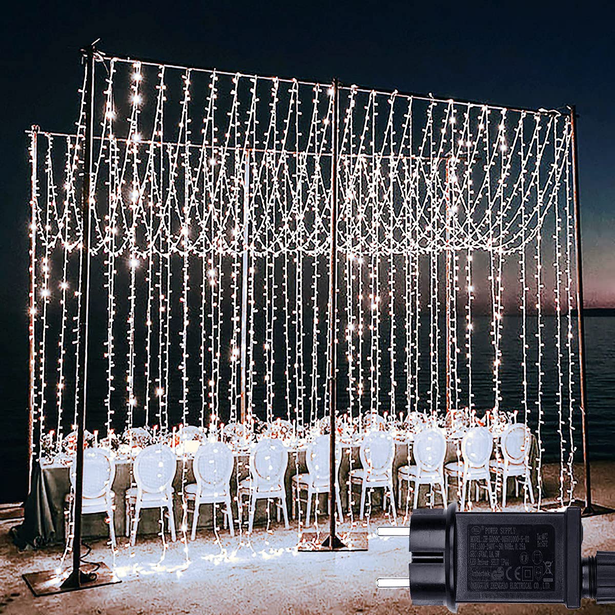 Joycome Tenda Luminosa 2 Pezzi 600 LED Esterno Cascata