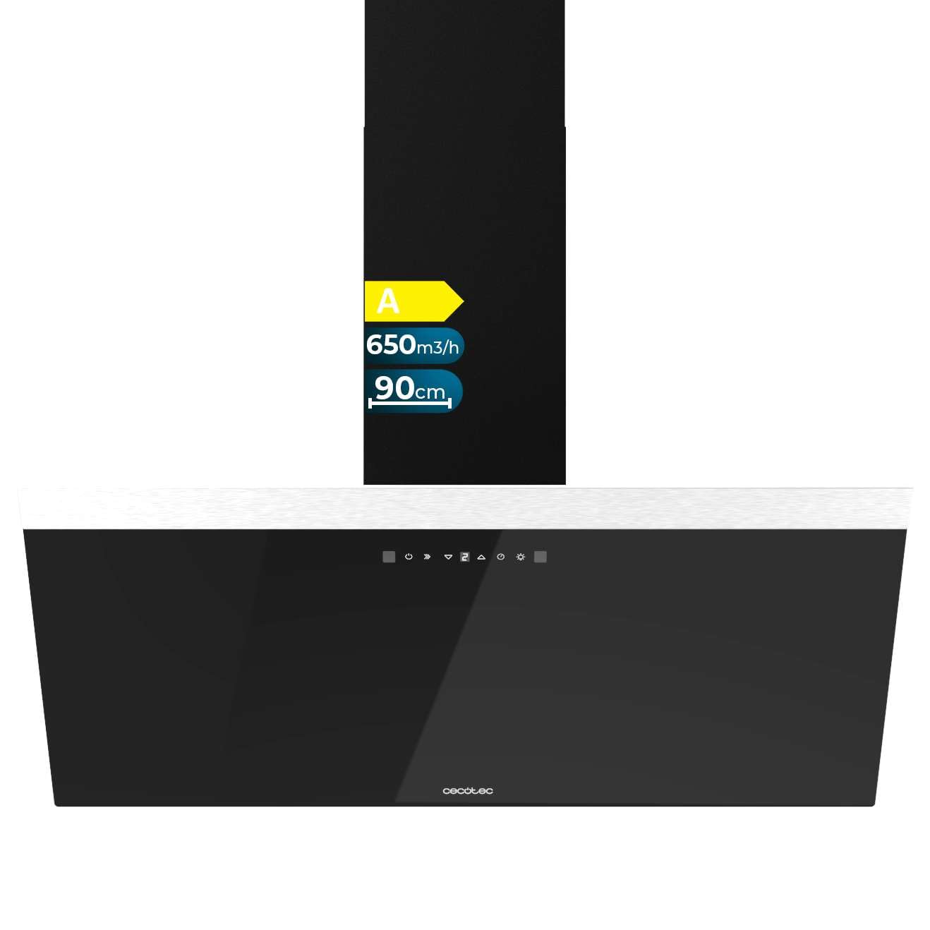 Cecotec Cappa Aspirante Inclinata 90 cm Flux DT 906500 Glass Black A