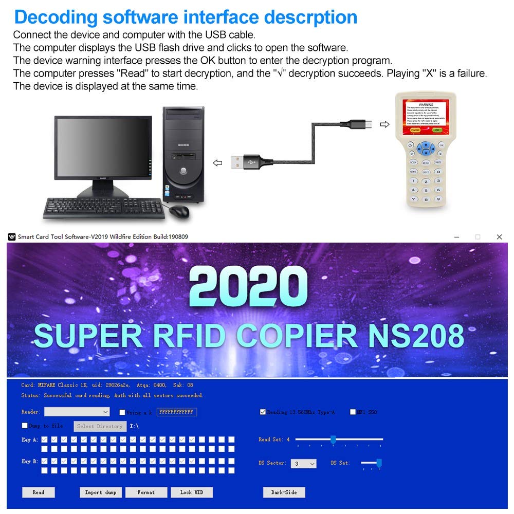 KDL Lettore Smart Card RFID Writer NFC 13.56MHz/125KHz - immagine 6