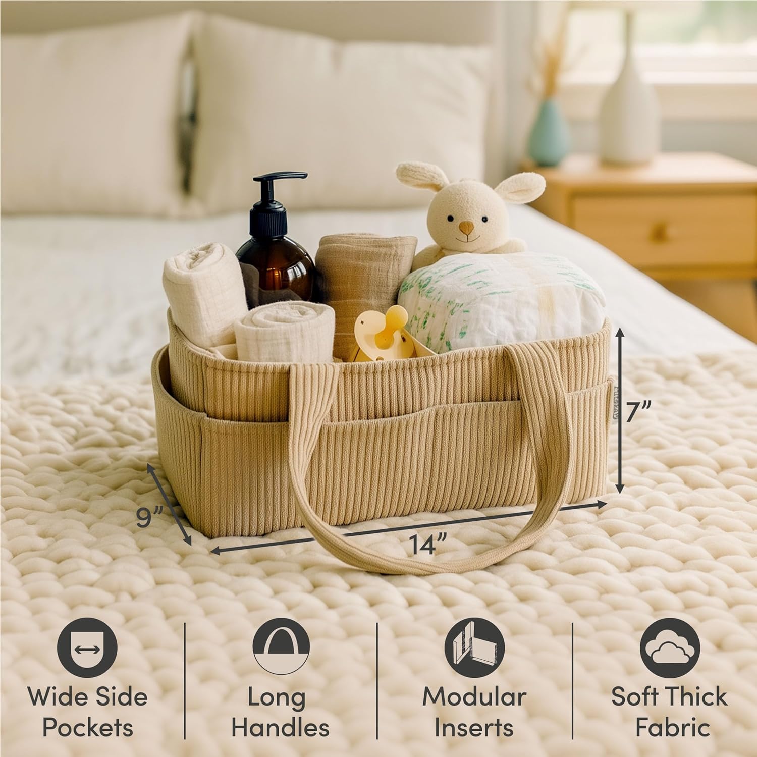 PUTSKA Portabannolini a righe in velluto marrone - immagine 2