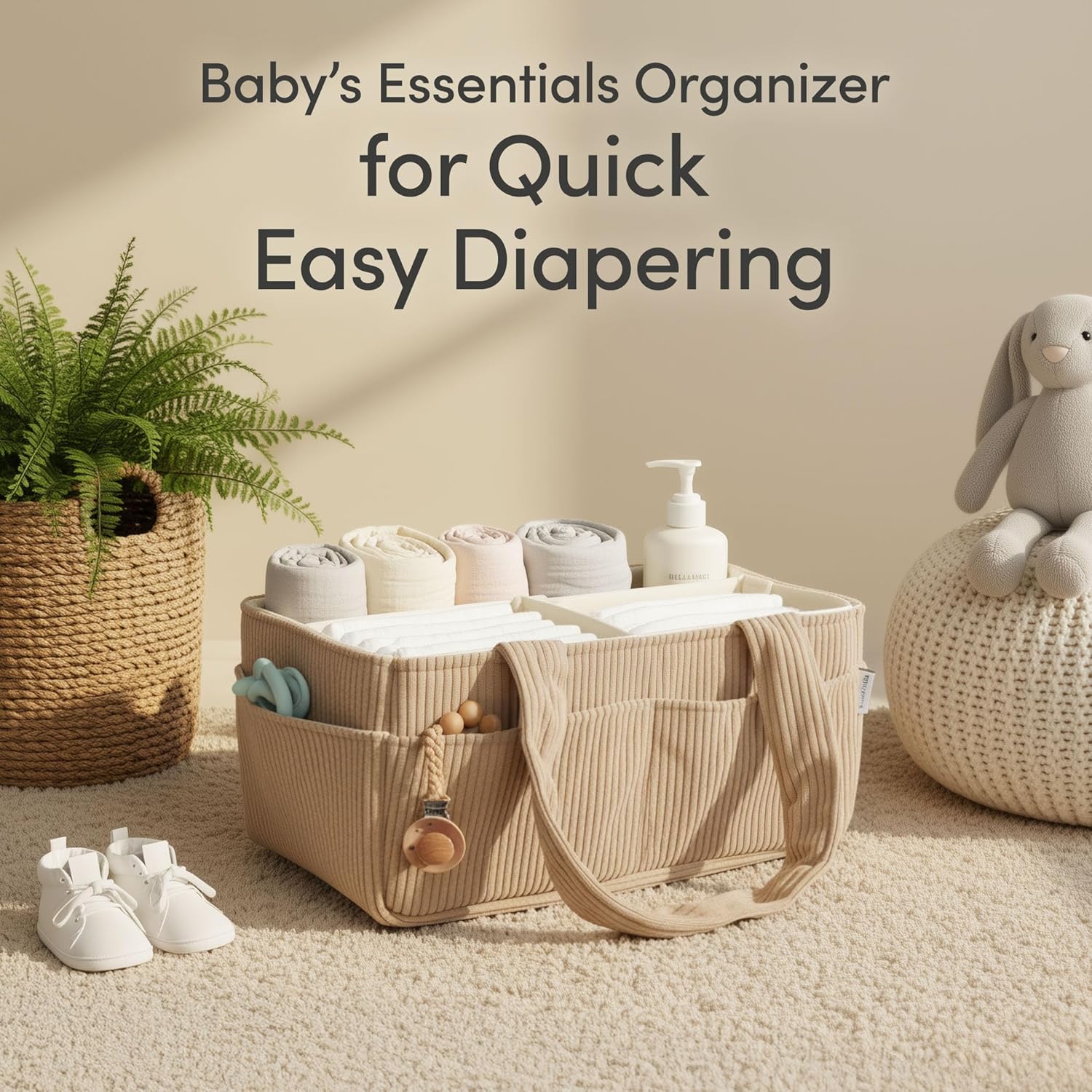 PUTSKA Portabannolini a righe in velluto marrone - immagine 3