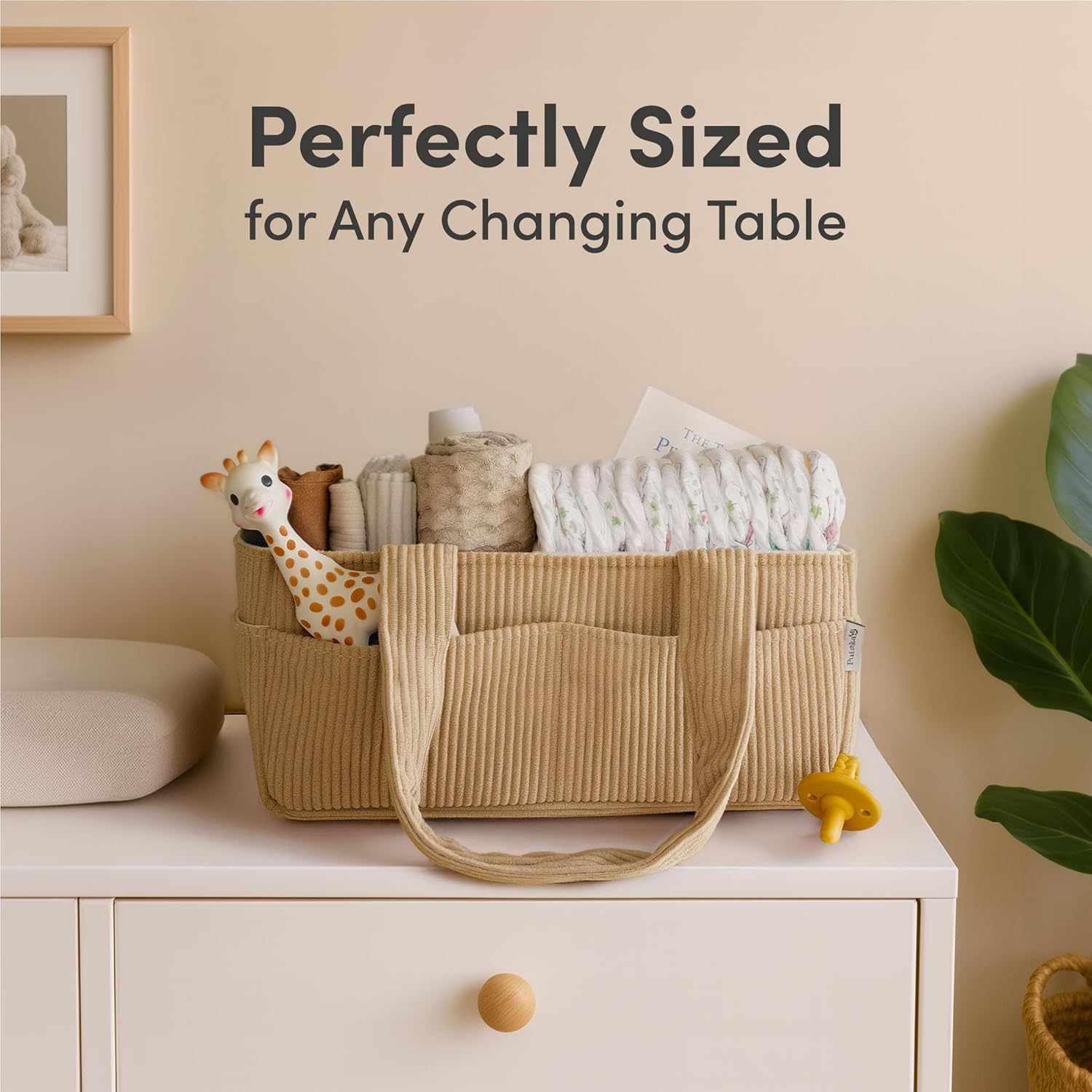 PUTSKA Portabannolini a righe in velluto marrone - immagine 4