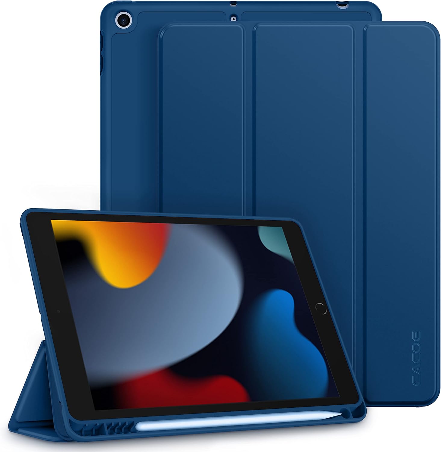 Cacoe Cover per iPad 8a/7a Gen 10.2 con Pencil Holder, Blu - immagine 1