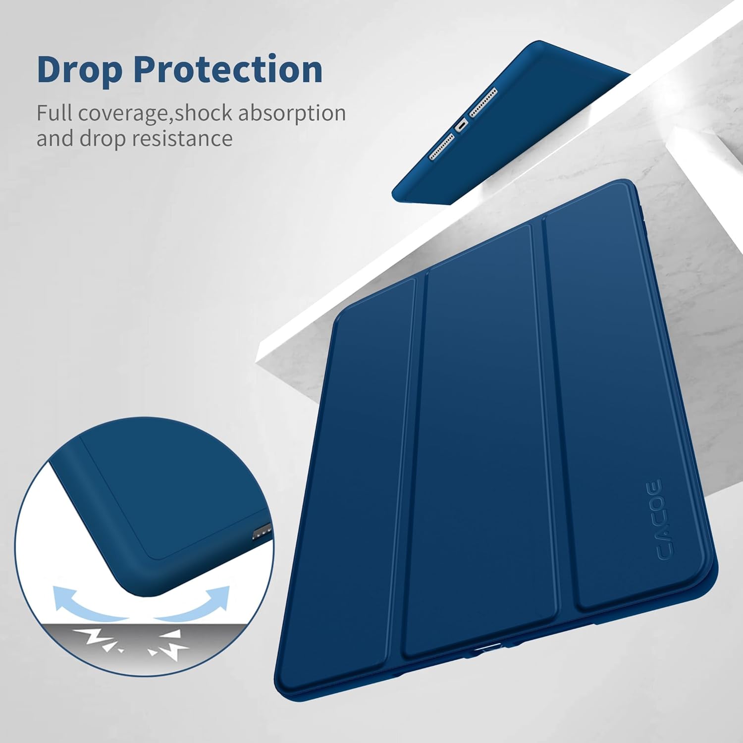 Cacoe Cover per iPad 8a/7a Gen 10.2 con Pencil Holder, Blu - immagine 5