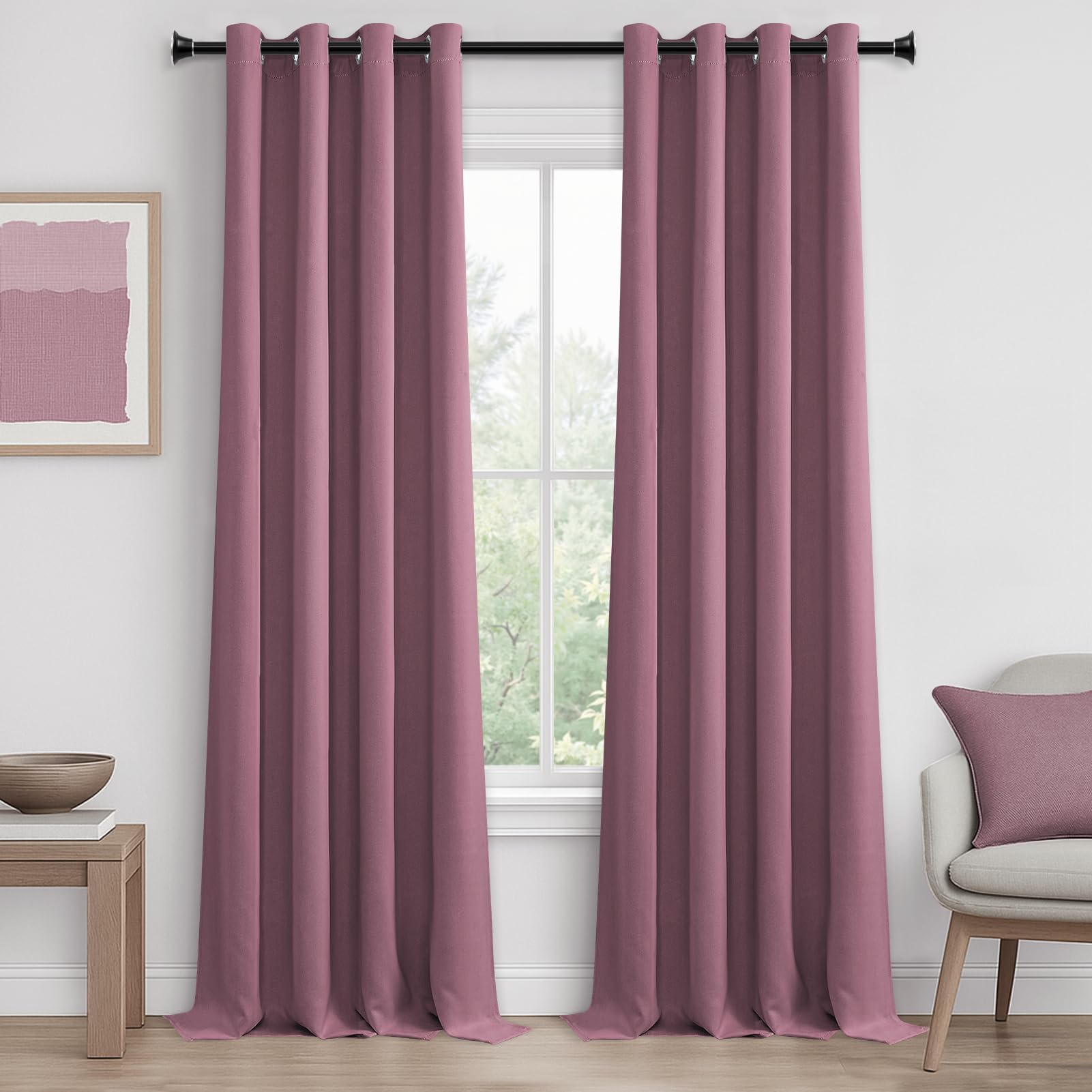 Mrtrees Tende Semi-Oscuranti 140x260cm, Rosa Scuro