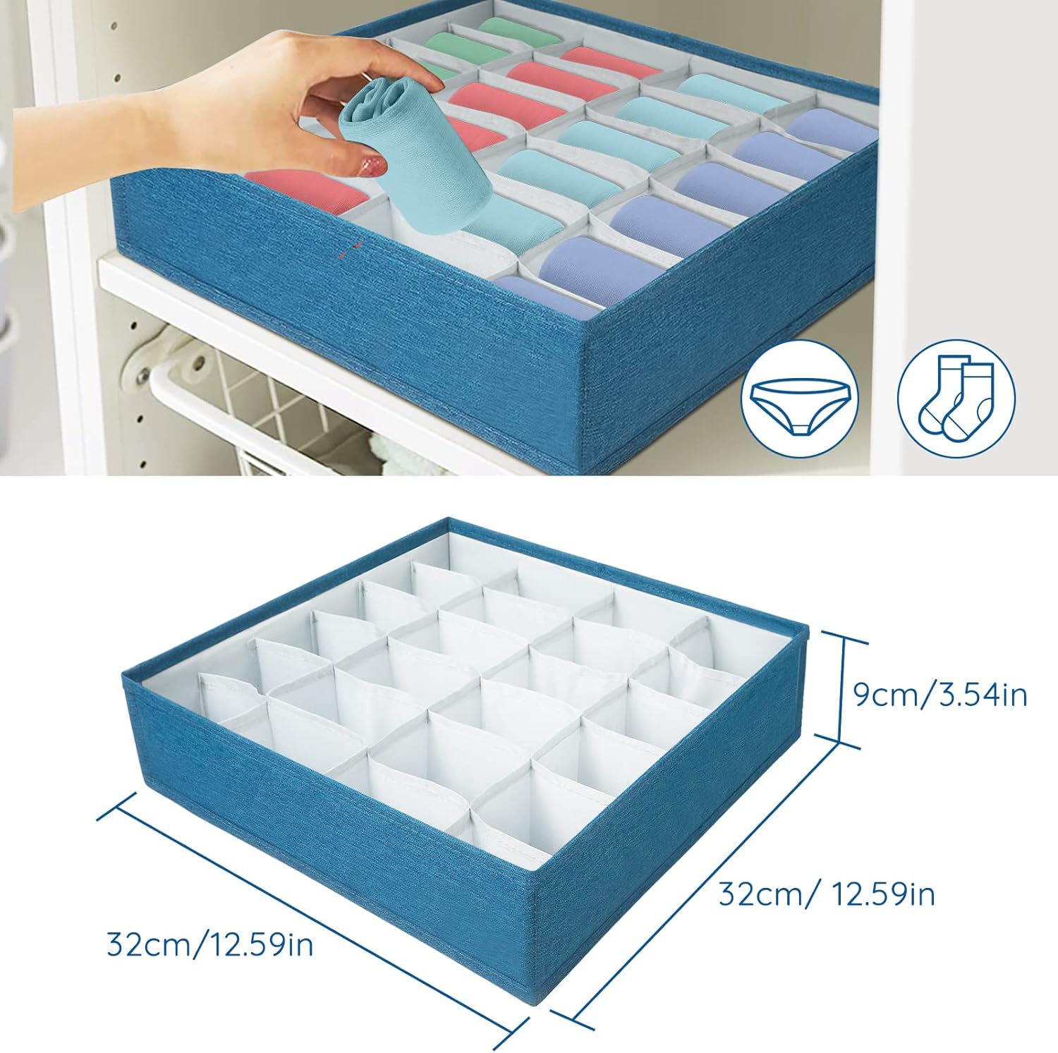 Aiqinu Organizer Cassetti Pieghevoli - Set da 2 - immagine 2