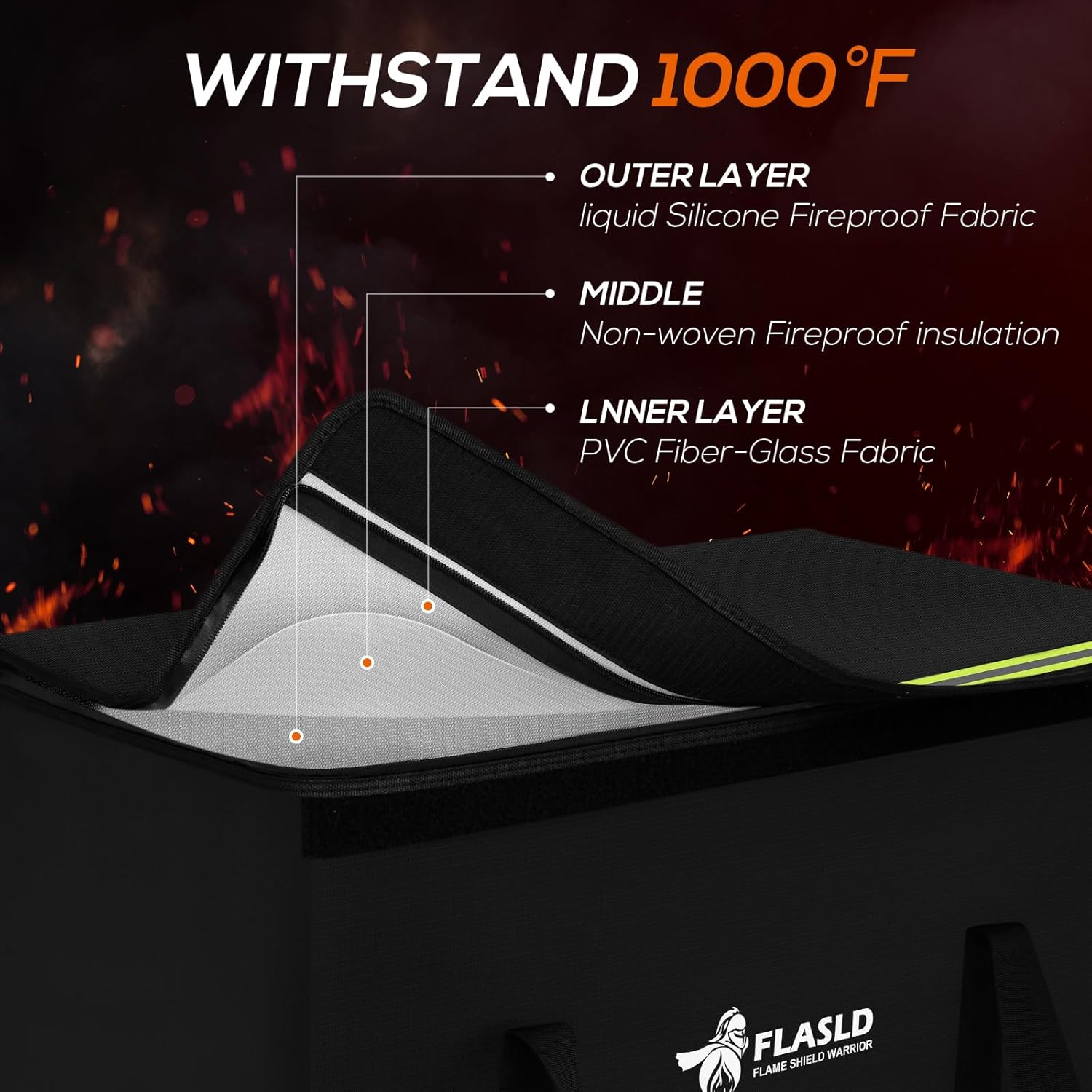 FLASLD Borsa Lipo a Prova di Esplosione e Fuoco, Nera - immagine 4