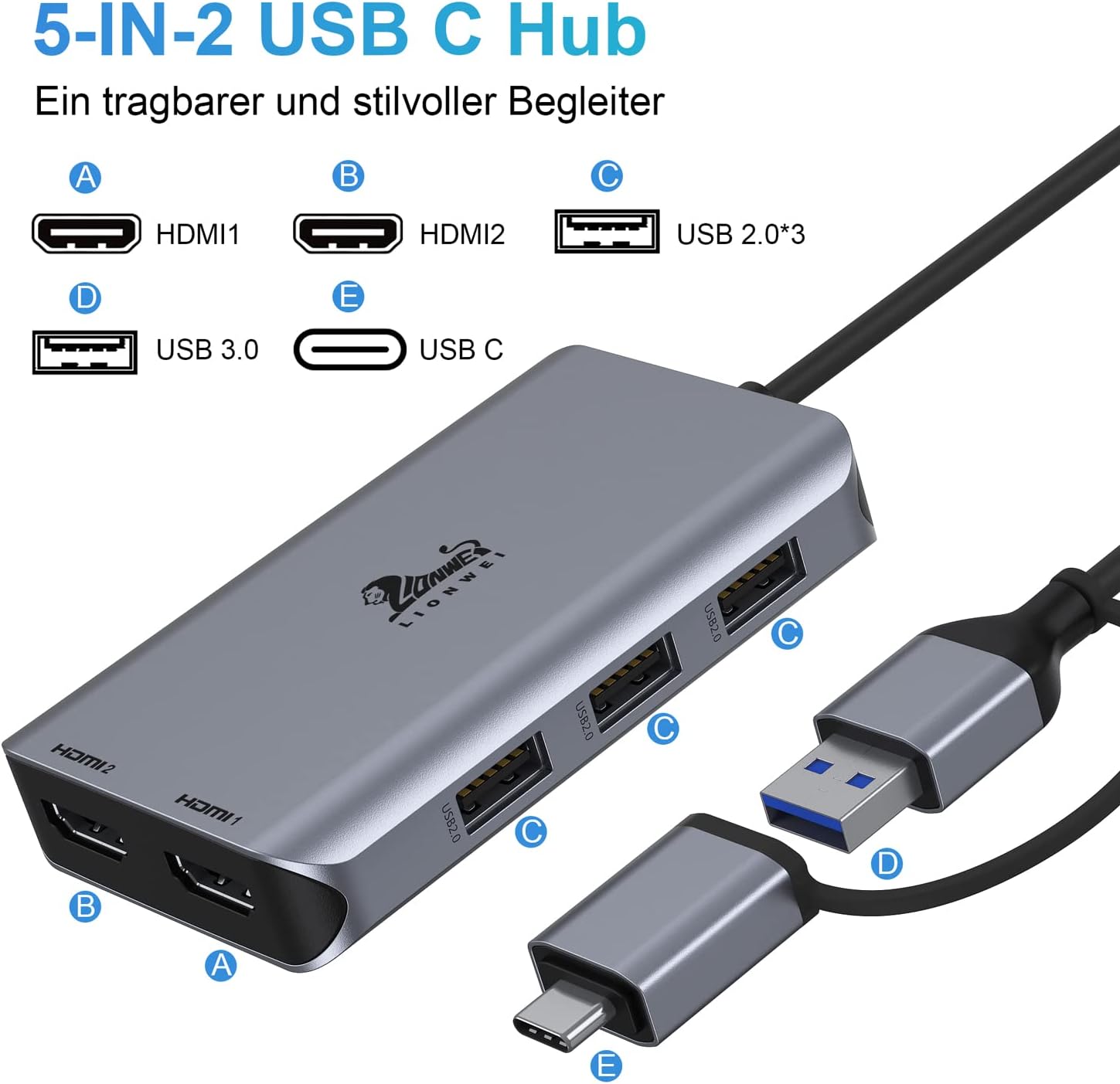 Docking Station USB 3.0 - Doppio HDMI e 3 Porte USB - immagine 2