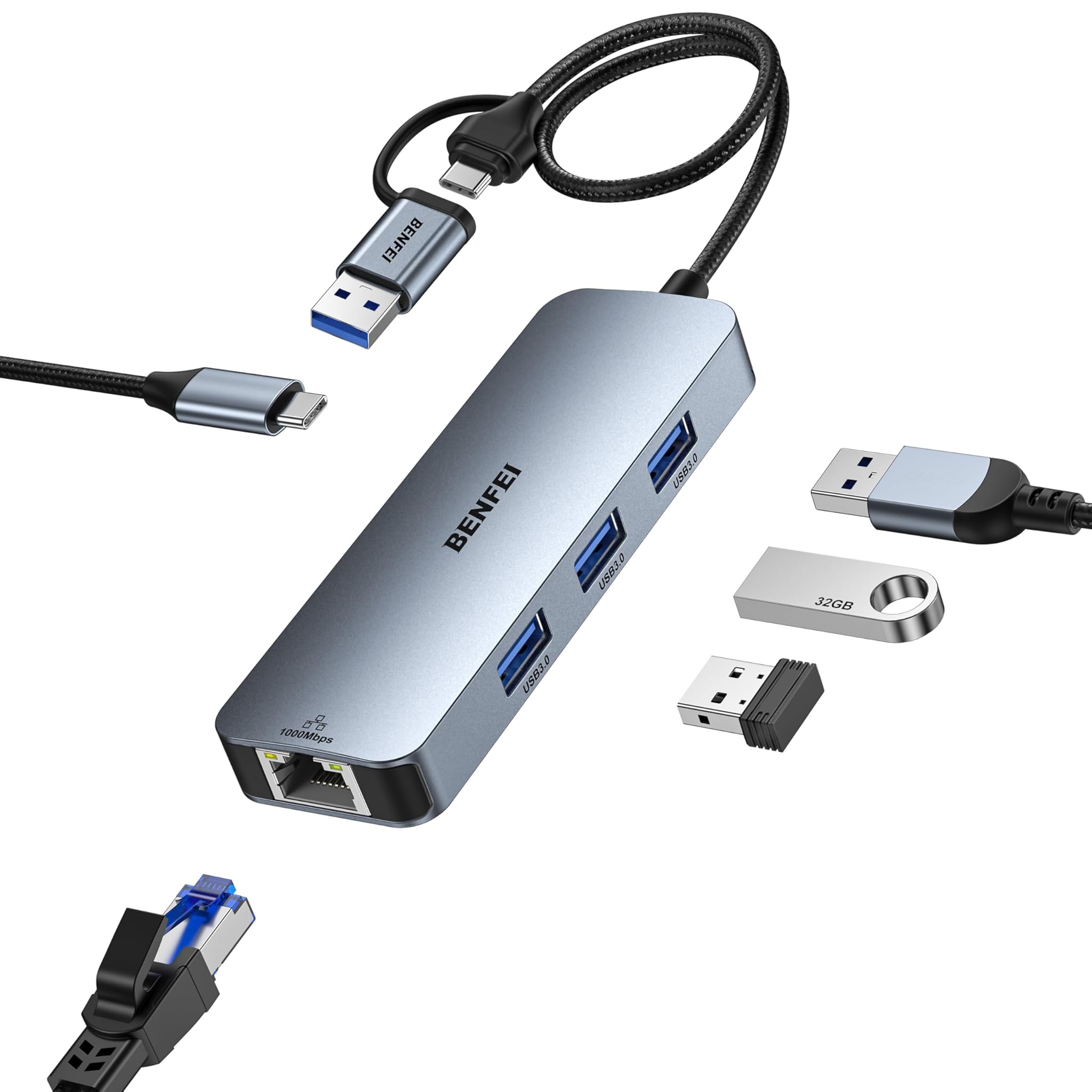 Benfei Adattatore USB C USB 3.0 Ethernet