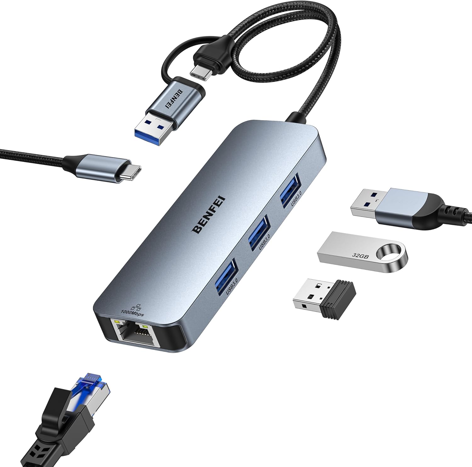 Benfei Adattatore USB C USB 3.0 Ethernet - immagine 1