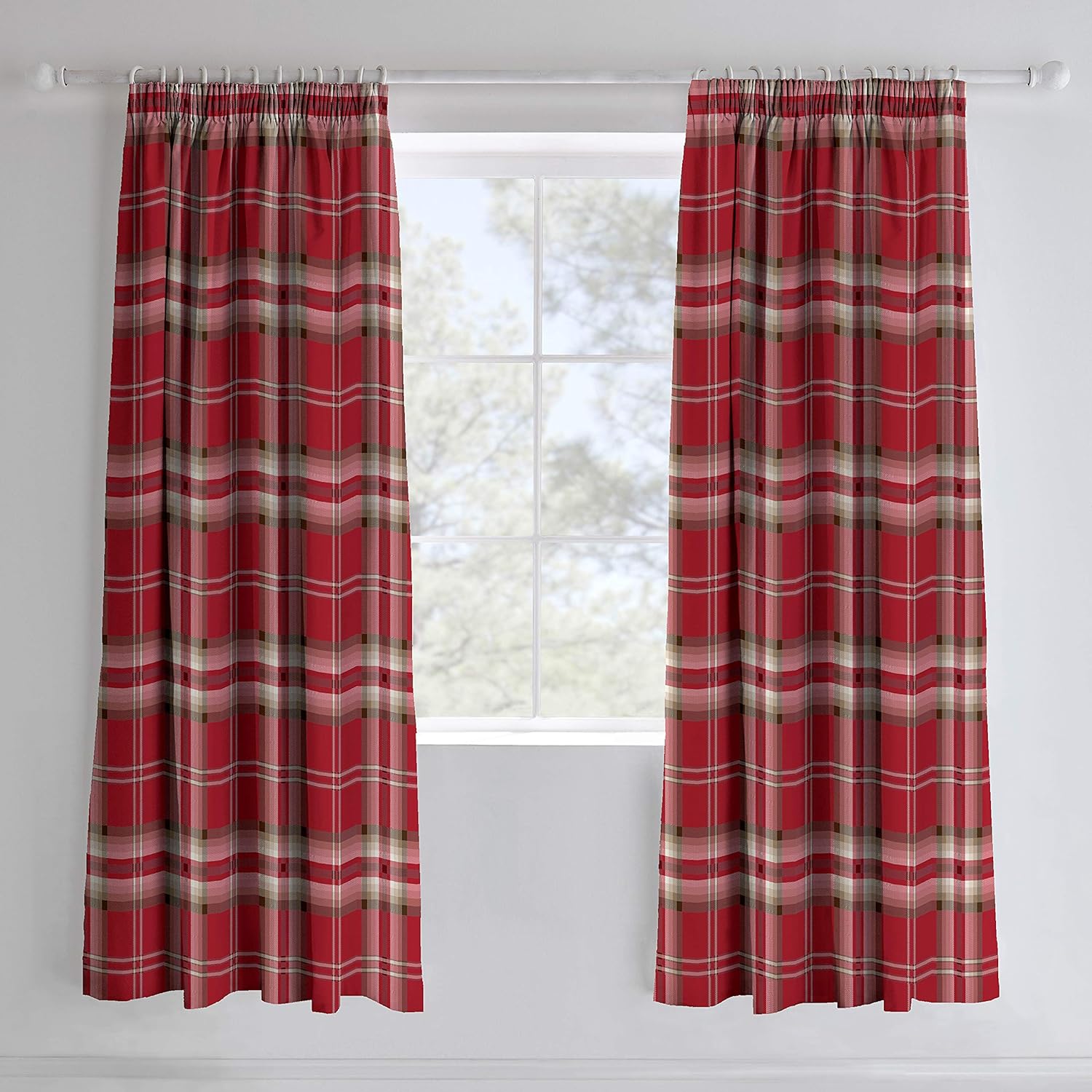 Catherine Lansfield Kelso - Tende in cotone, 168 x 182 cm, colore: Rosso - immagine 1