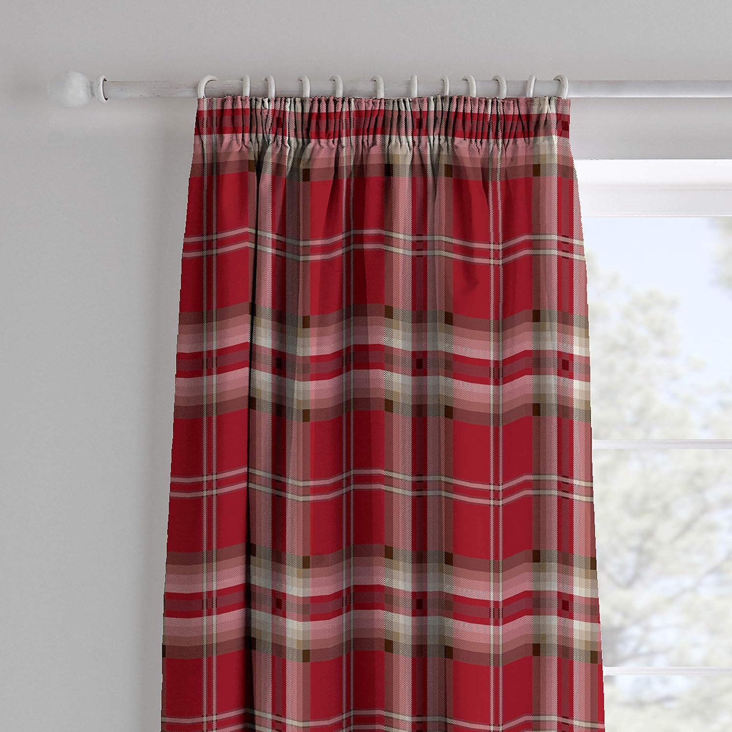 Catherine Lansfield Kelso - Tende in cotone, 168 x 182 cm, colore: Rosso - immagine 2