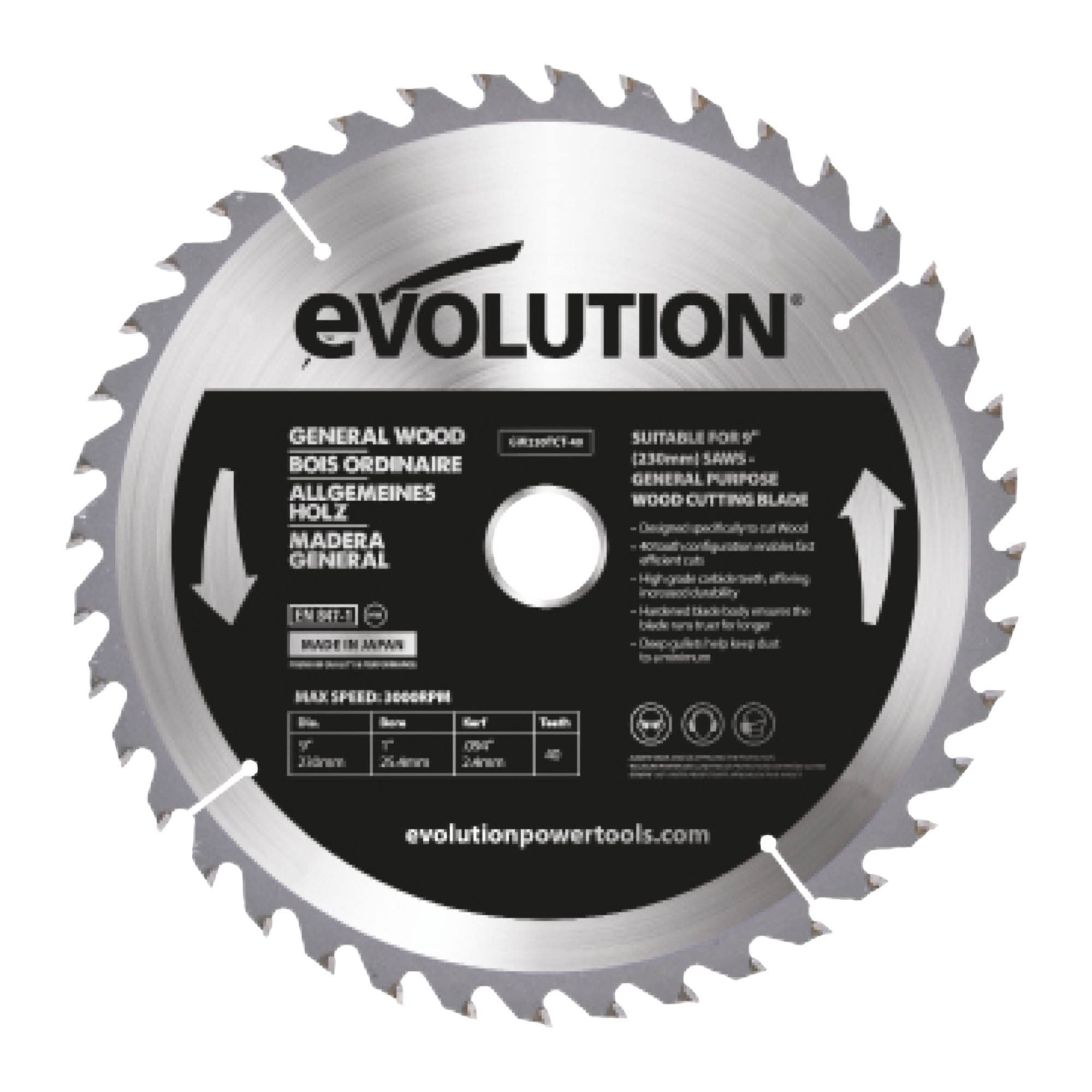 Evolution GW255TCT-40 255mm Lama in legno pregiato 40T