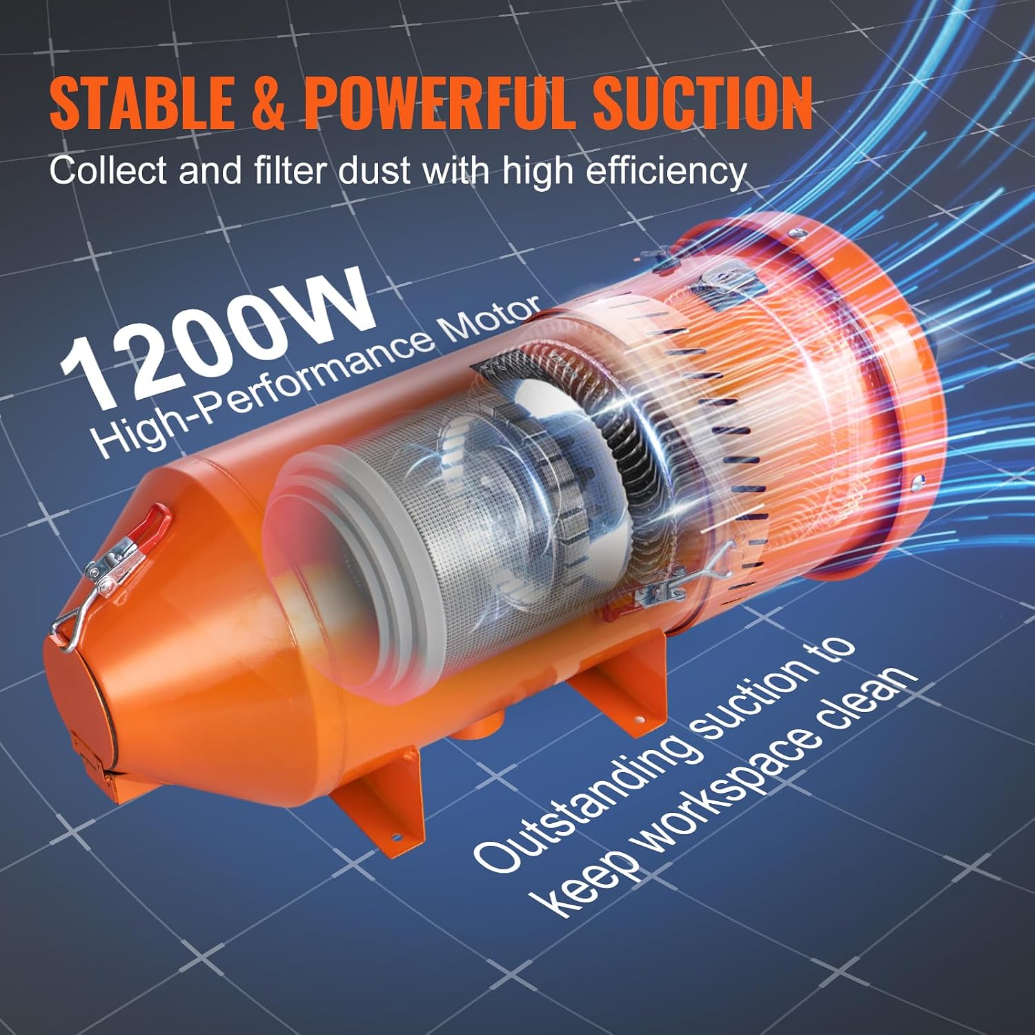 VEVOR Sistema di Raccolta Polveri 1450W 1.8 Galloni | Velz