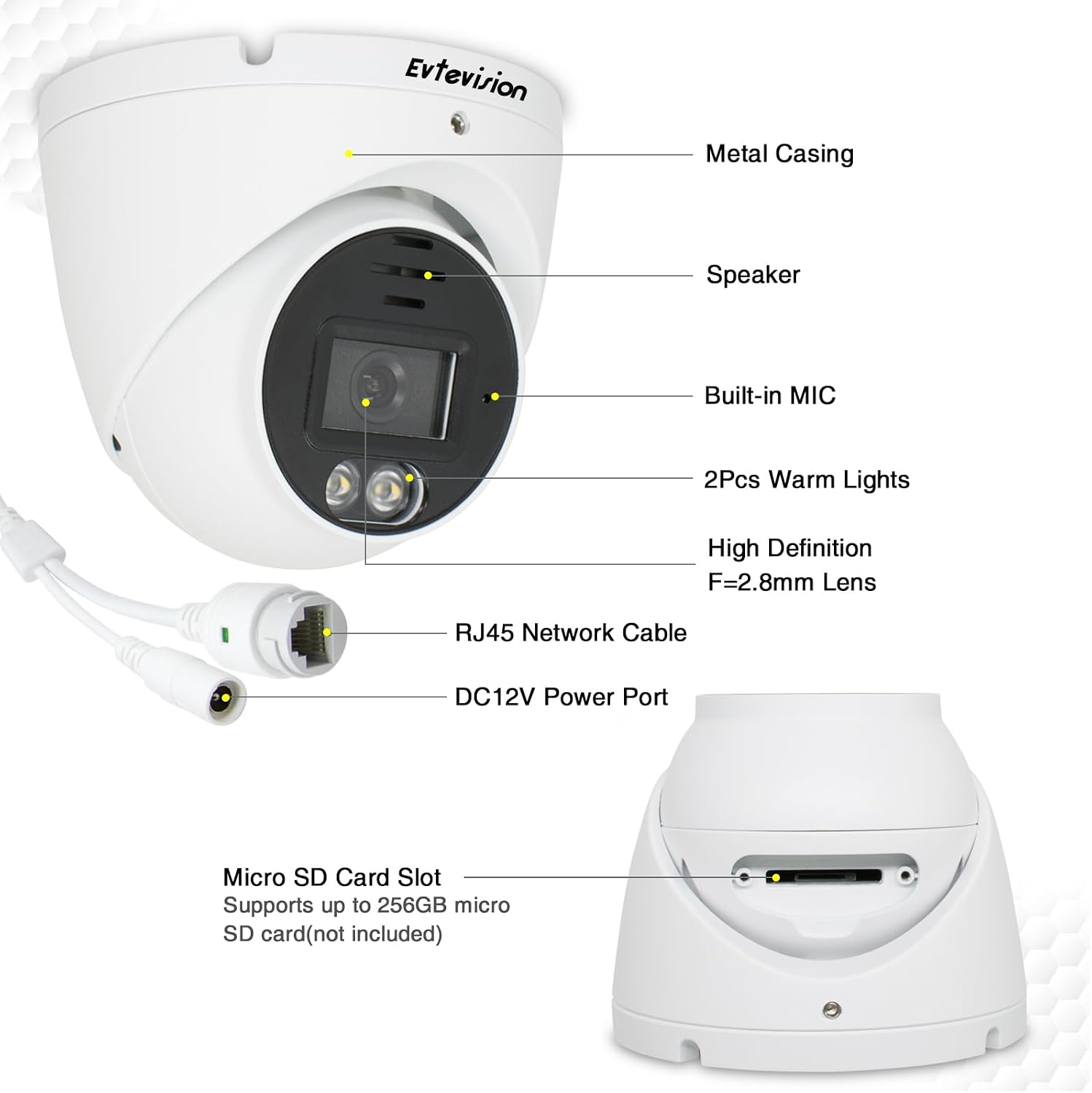 Evtevision 5MP PoE Telecamera di Sicurezza Dome IP | Velz