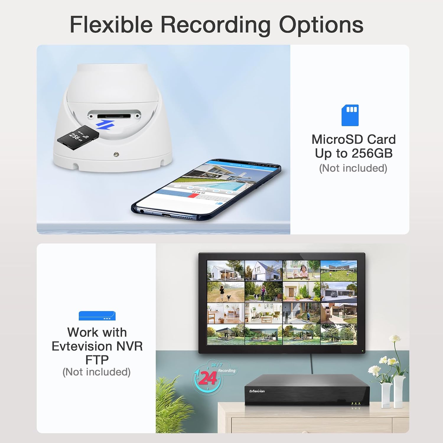 Evtevision 5MP PoE Telecamera di Sicurezza Dome IP | Velz