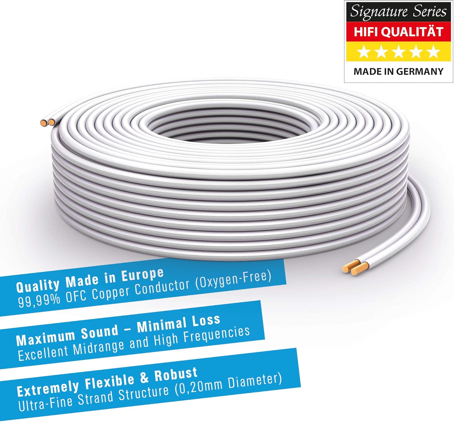 Purelink SP051-100 Cavo per diffusori HiFi 100m, Bianco - immagine 2