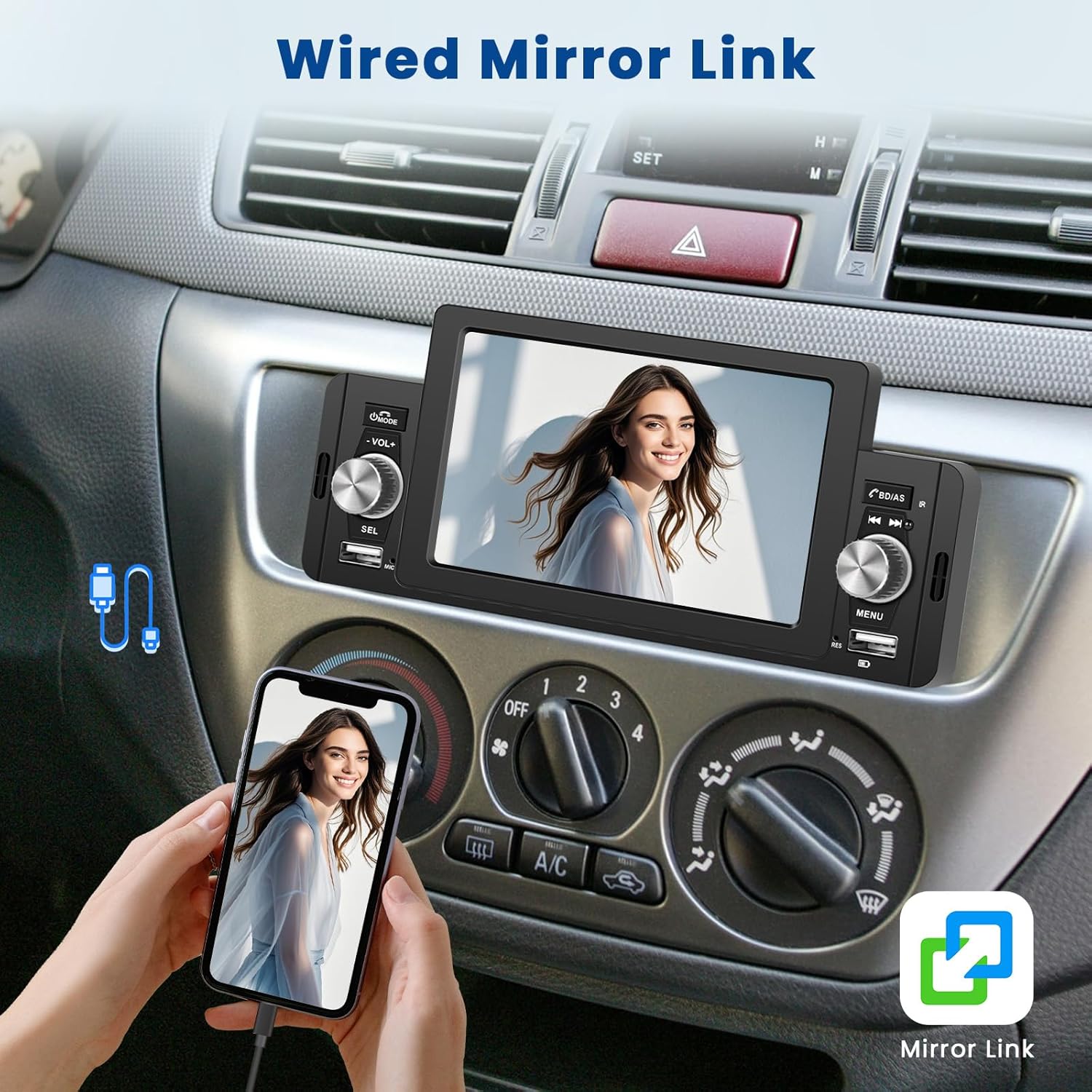 Hikity Autoradio 1 Din con Wired Carplay Android Auto - immagine 3