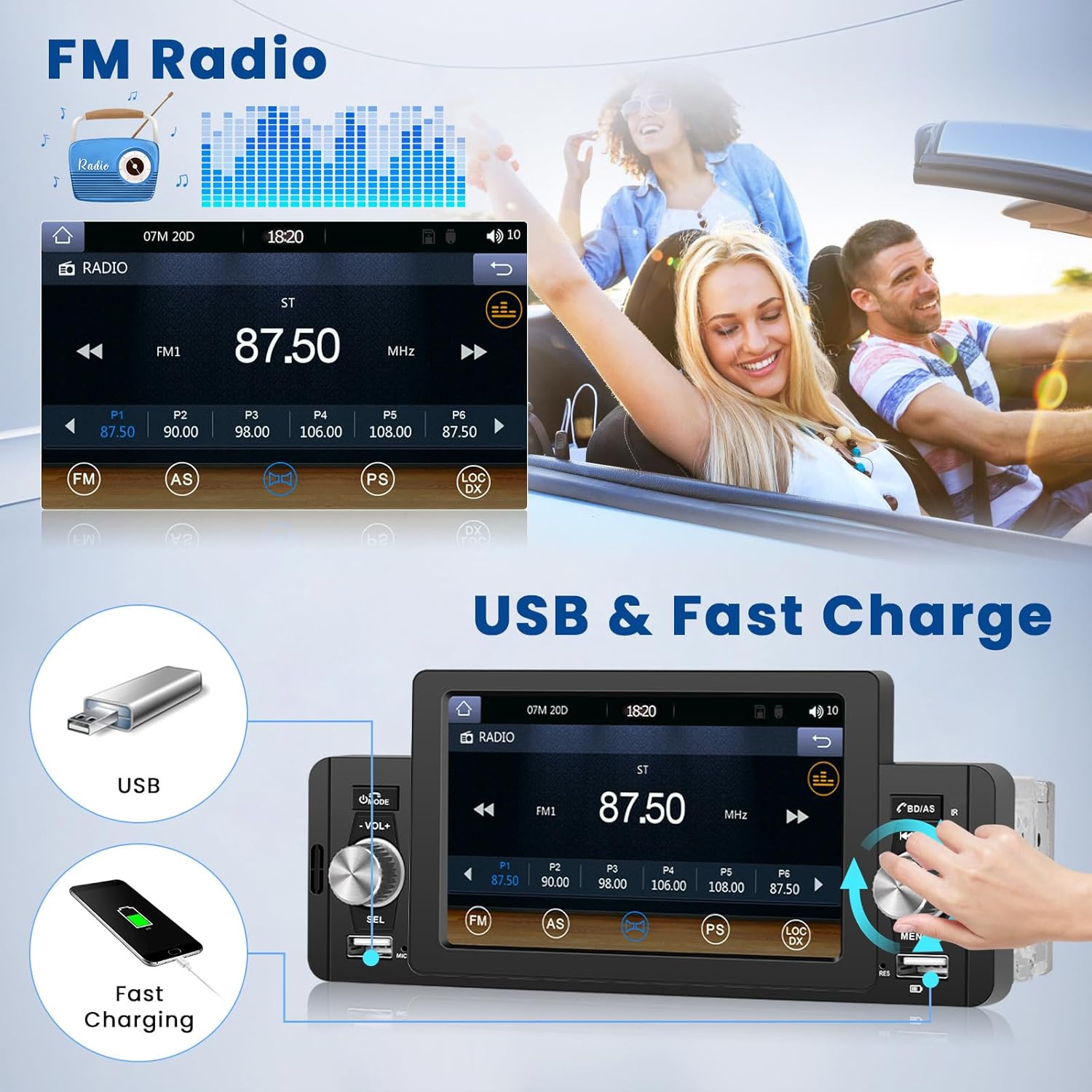 Hikity Autoradio 1 Din con Wired Carplay Android Auto - immagine 5