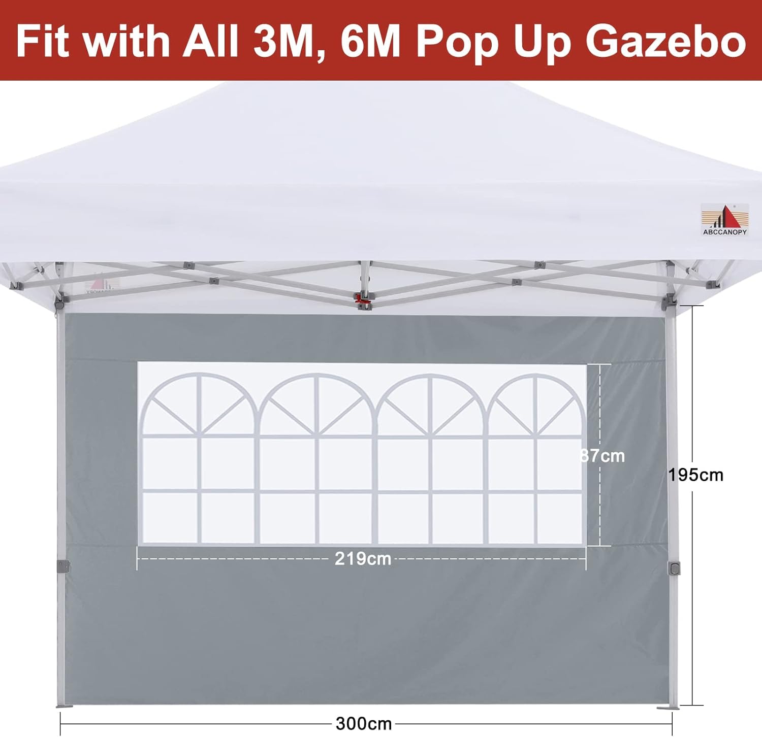 Abccanopy Pannelli Laterali di Ricambio per Gazebo 3m, Grigio - immagine 2