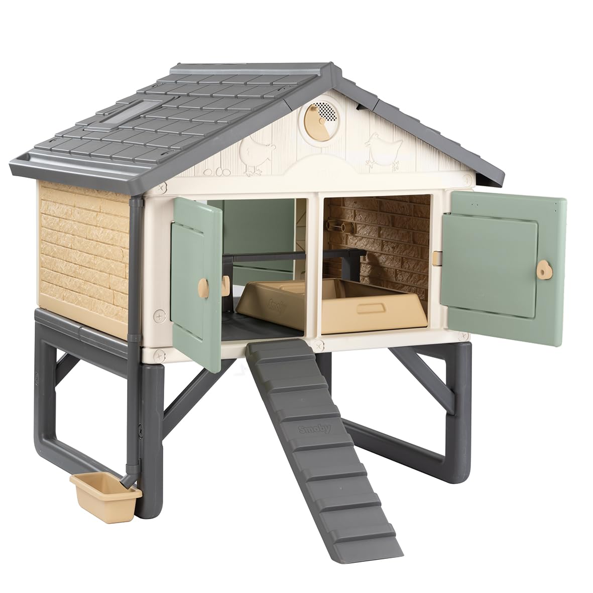 Smoby Life - Pollaio Made in Jura - Fino a 5 galline - 1 Uovo finto e 1 Libretto divertente - Facile da pulire - Struttura in plastica - Anti-pidocchi rossi - Materiale riciclato - Prodotto in Francia