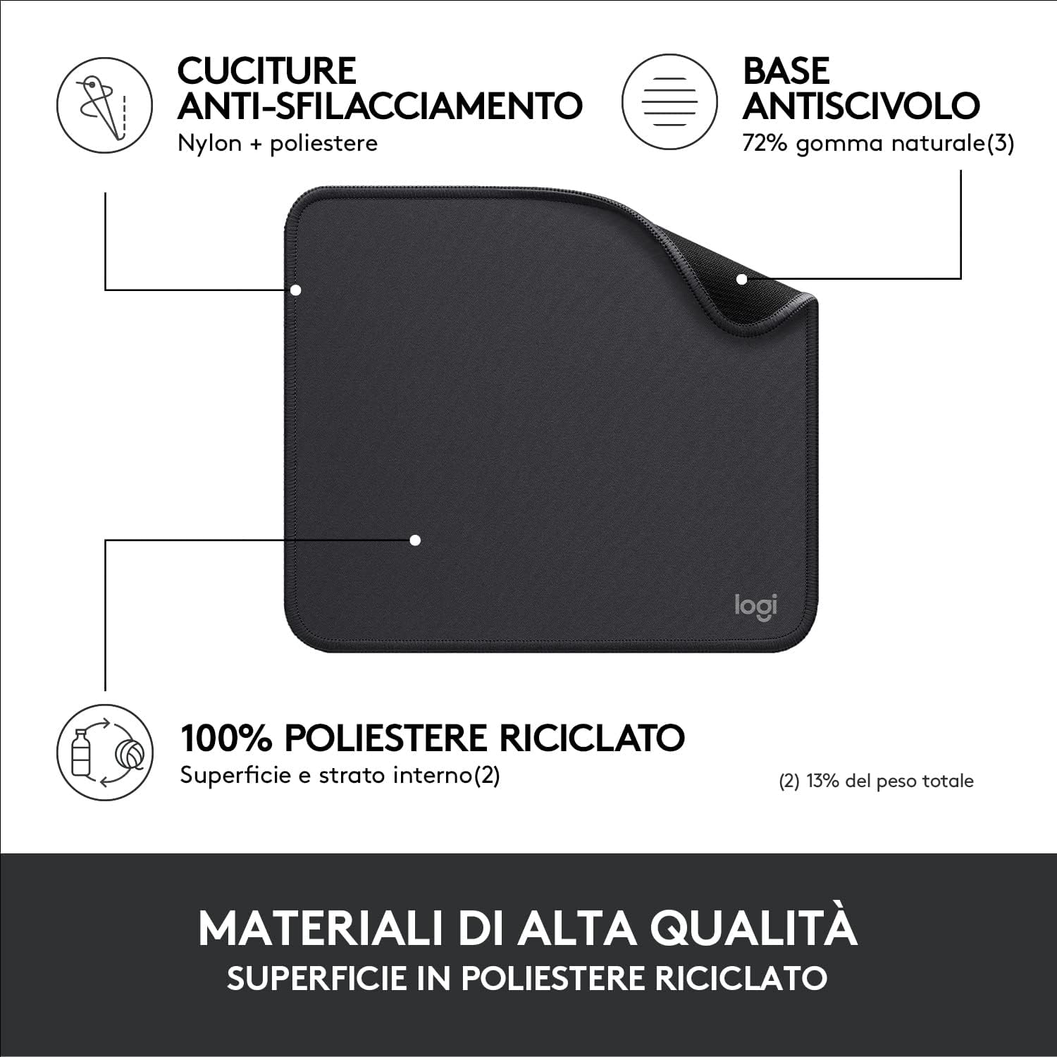 Logitech Mouse Pad Studio Series - Grigio - immagine 4