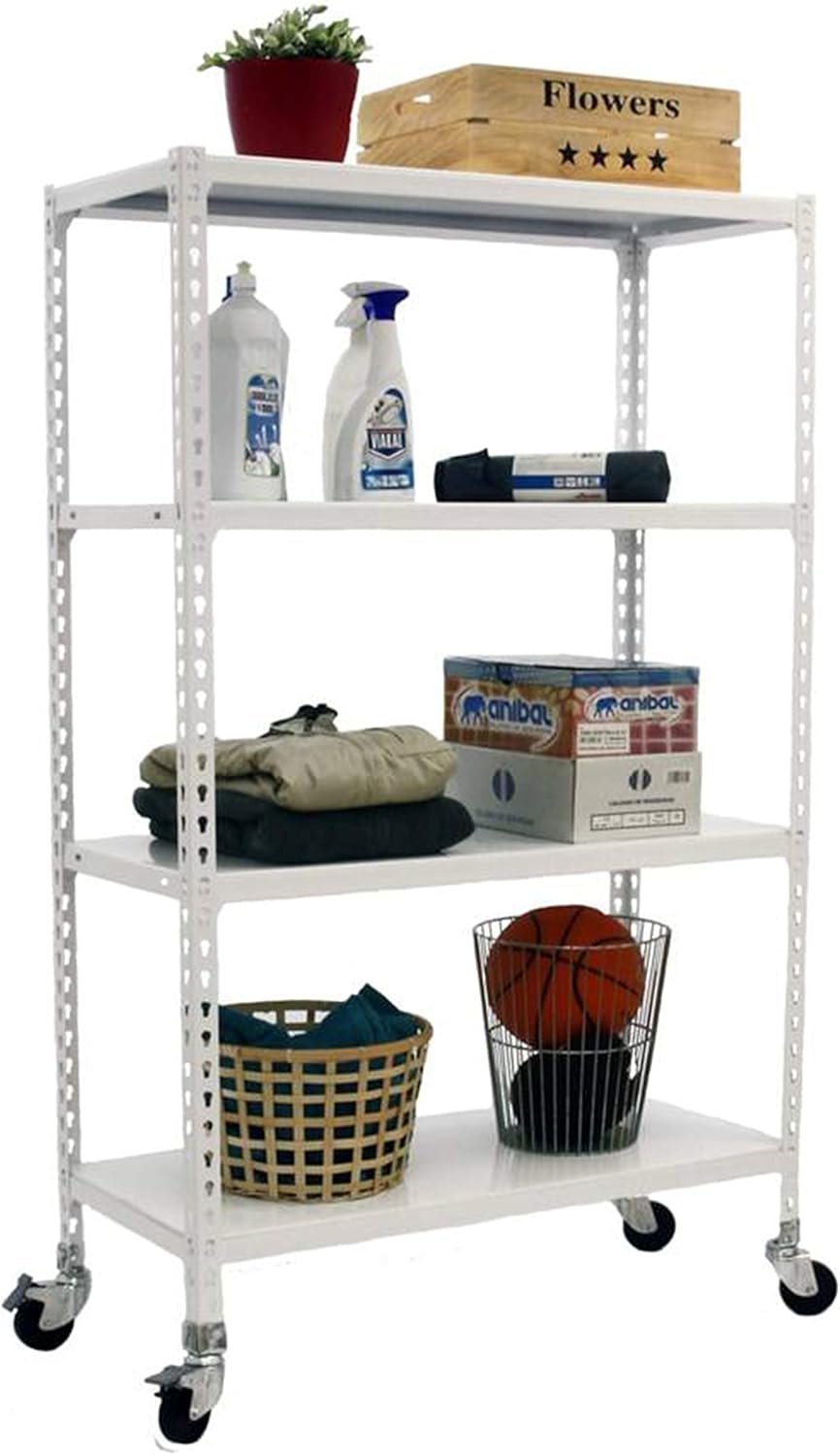 Simon Rack Scaffale Metallo Garage 4 Ripiani, Bianco - immagine 1