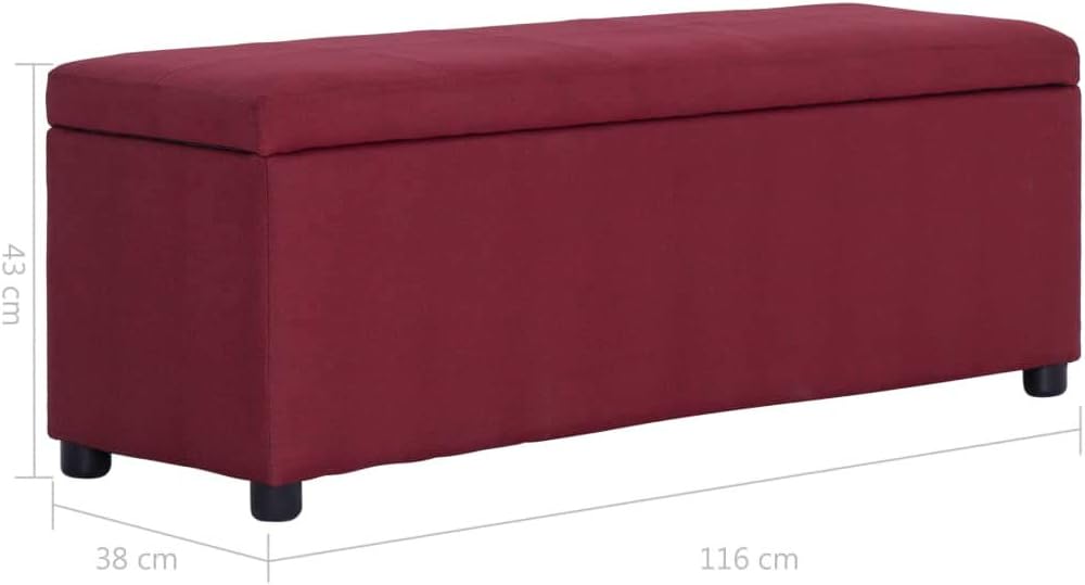 vidaXL Panca con Vano Portaoggetti 116 cm, Rosso Vino - immagine 2