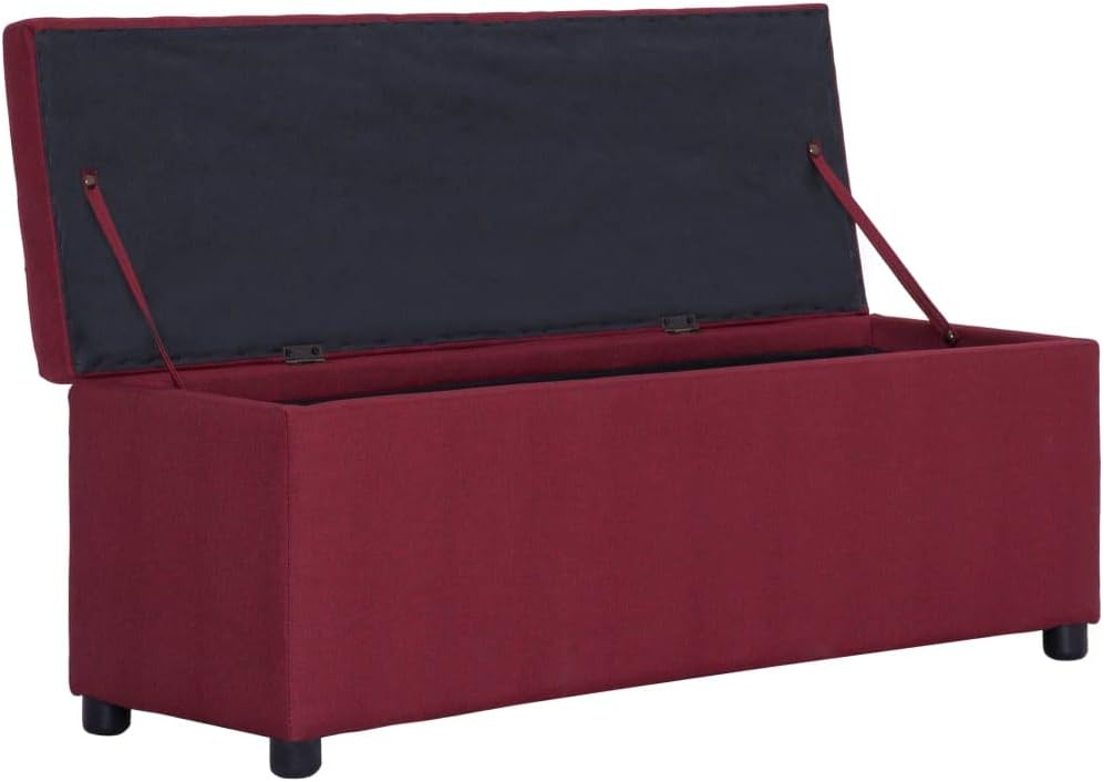 vidaXL Panca con Vano Portaoggetti 116 cm, Rosso Vino - immagine 7
