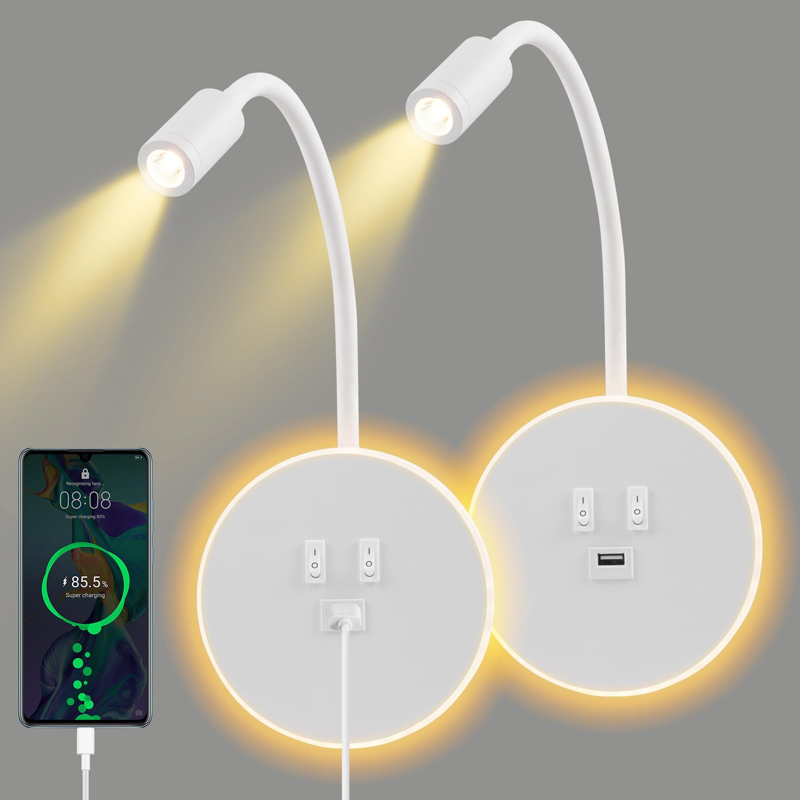 Lampada da Parete a LED Flessibile con USB (2pz)
