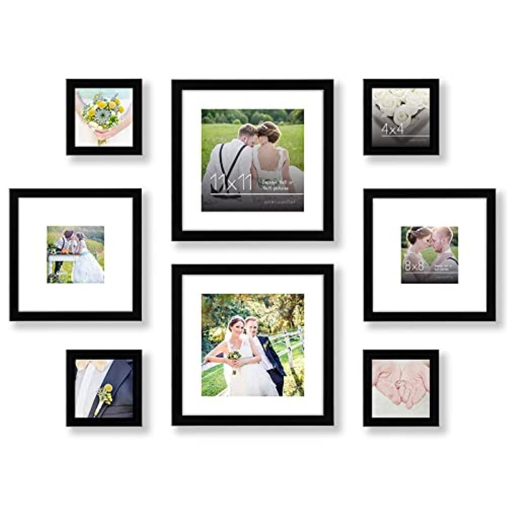 Americanflat Set Cornici Foto Quadrate 8 Pezzi, Nero