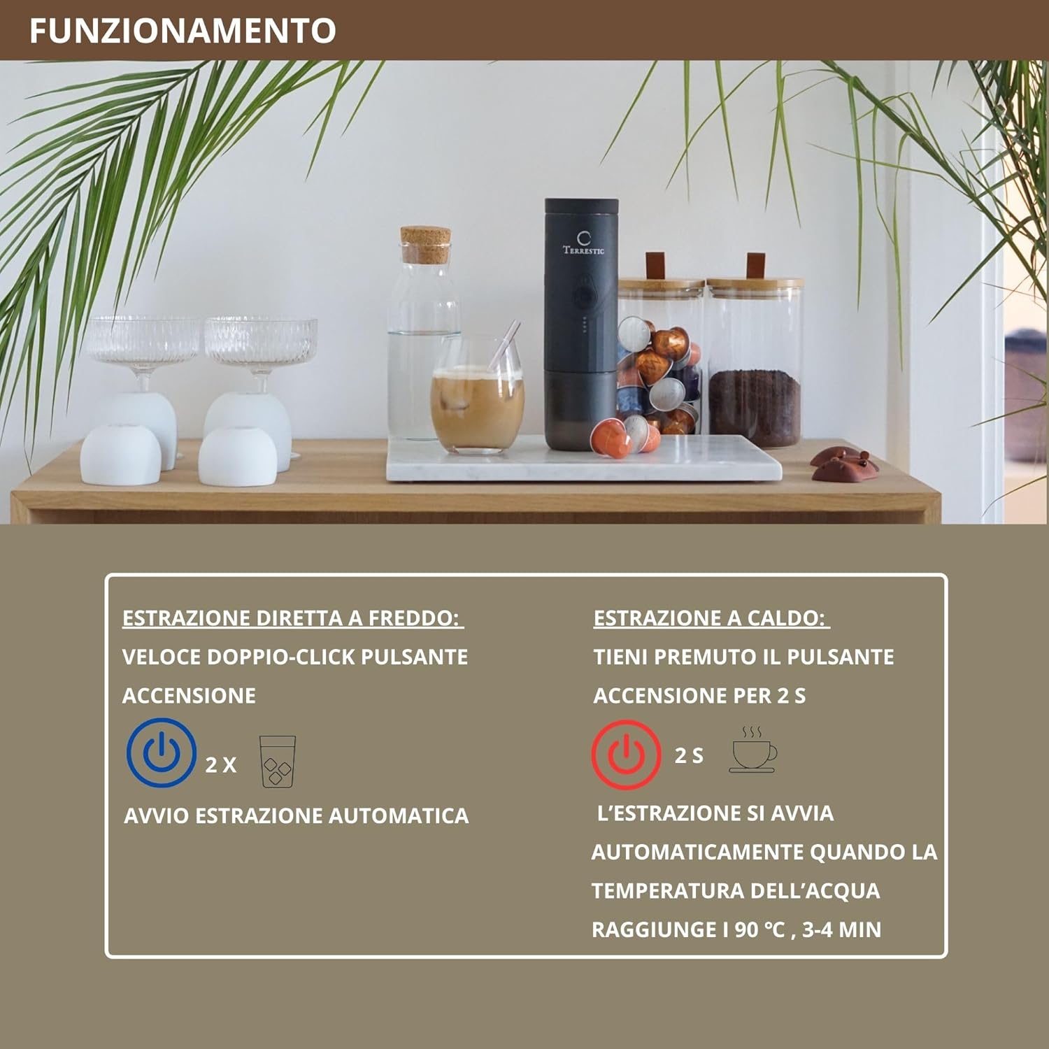 Terrestic Macchina Caffè Espresso Portatile Elettrica - immagine 6