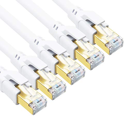 Yauhody Cavo Ethernet Cat 8 RJ45 3m 5 Pezzi, Bianco