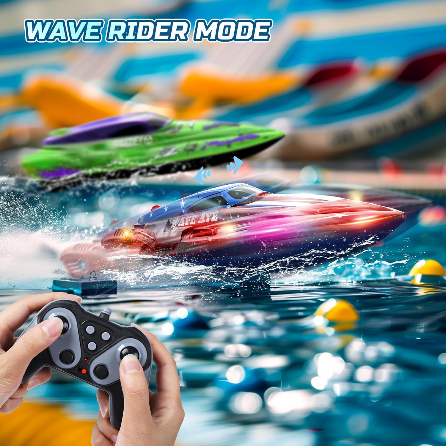 DEERC 2 Pack Barche RC da Corsa 13 pollici con LED - immagine 6