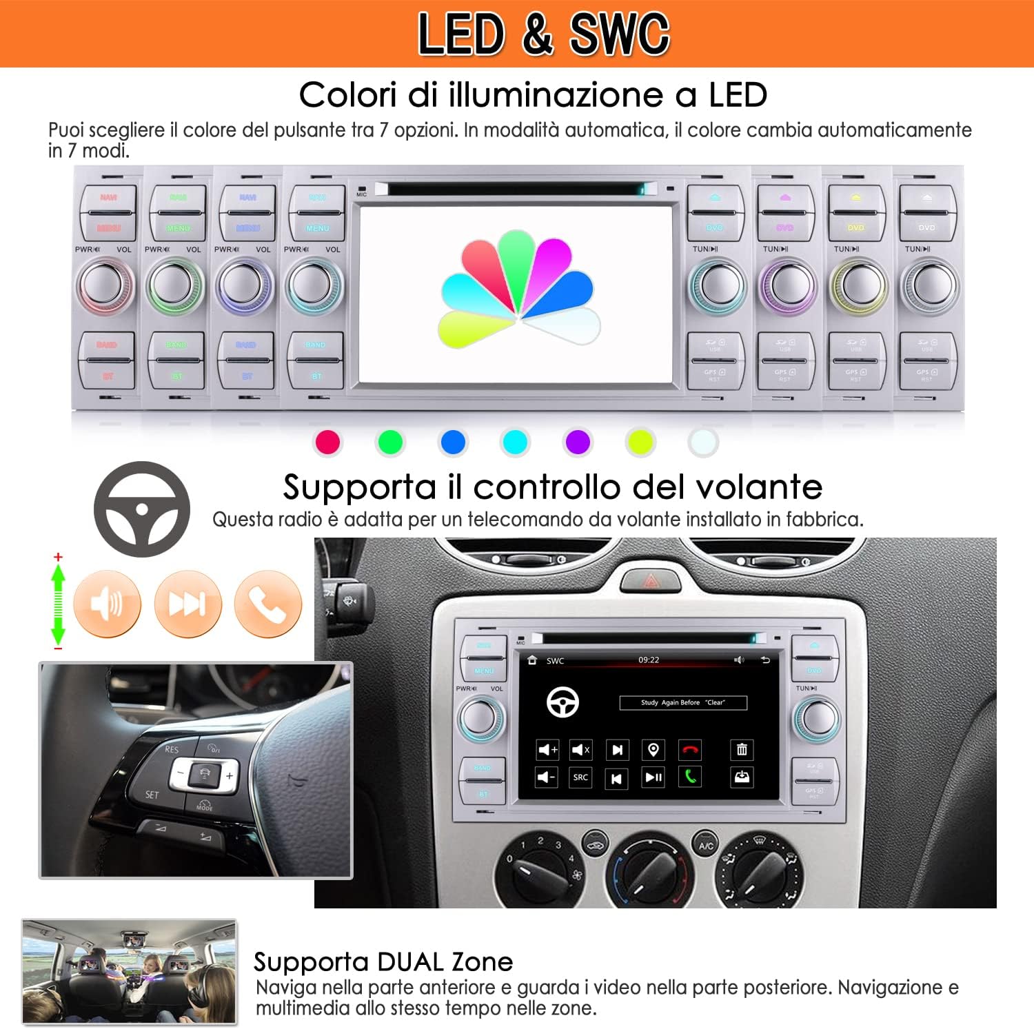 Autoradio Bluetooth 7 pollici 2 DIN GPS Navigation - immagine 5