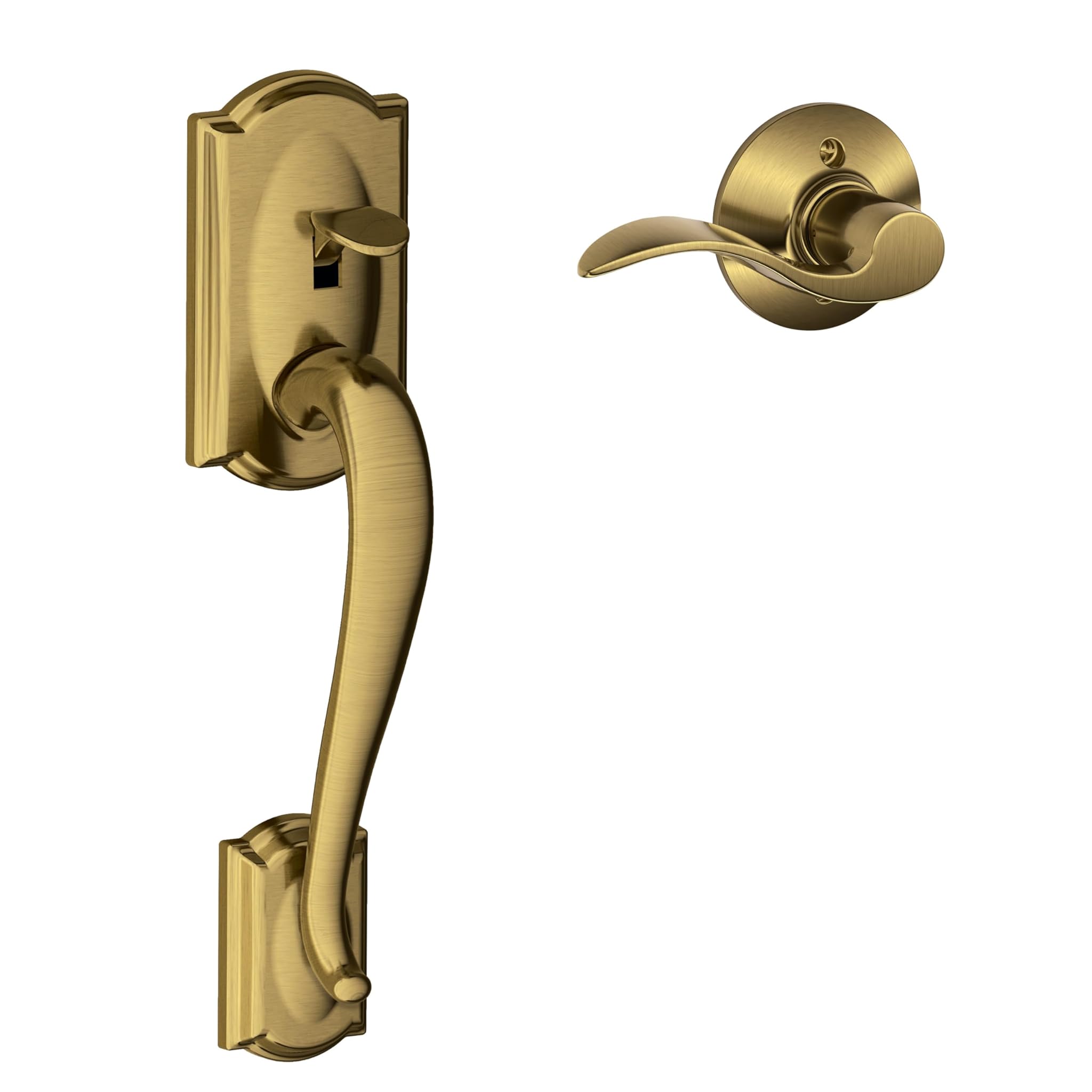 SCHLAGE Lock Company FE285 CAM 609 Acc LH - Maniglia anteriore inferiore con leva a sinistra, ottone anticato