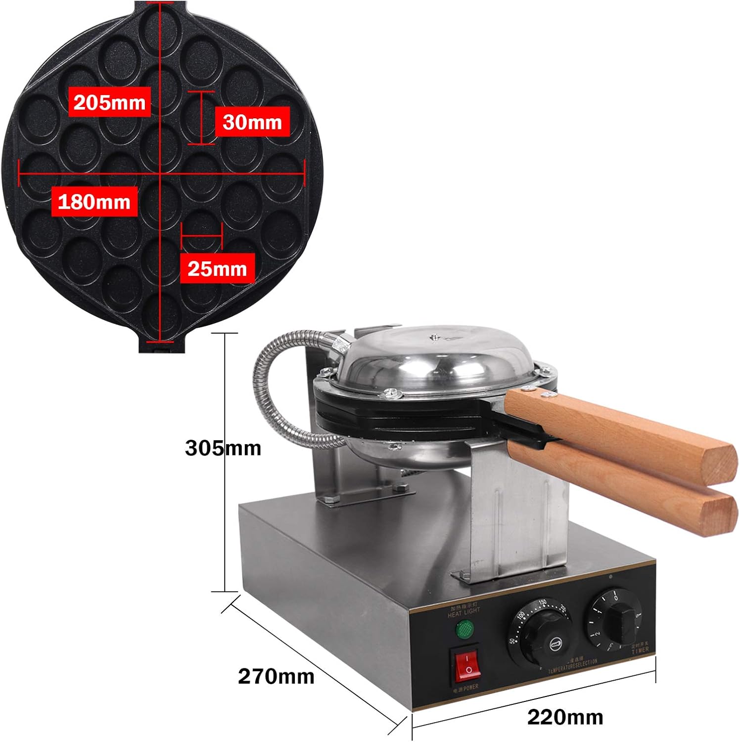 Fayelong Waffle Maker Elettrico Professionale 1400W - immagine 3