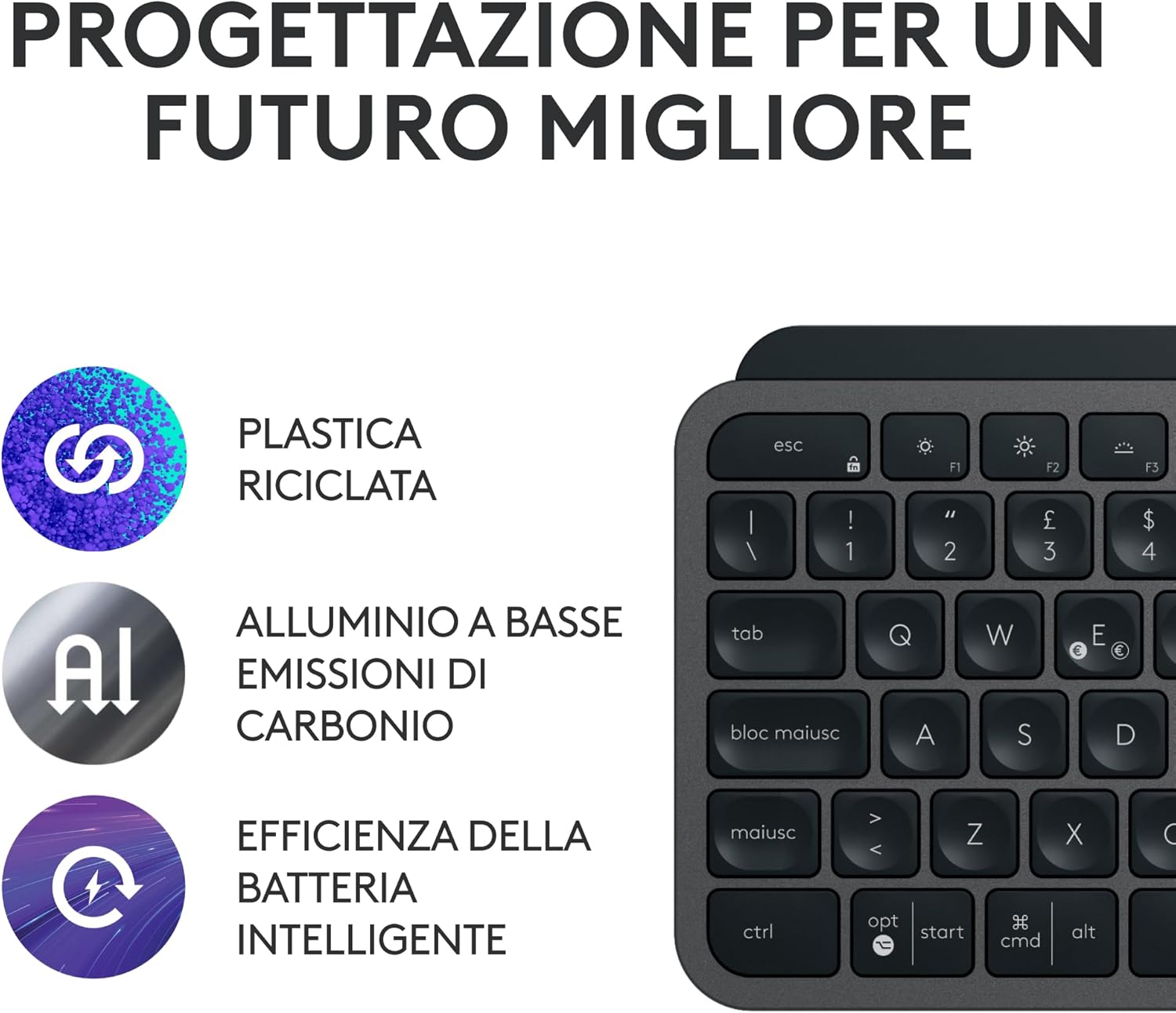 Logitech MX Keys S Combo - Tastiera e Mouse Wireless, Grigio - immagine 10