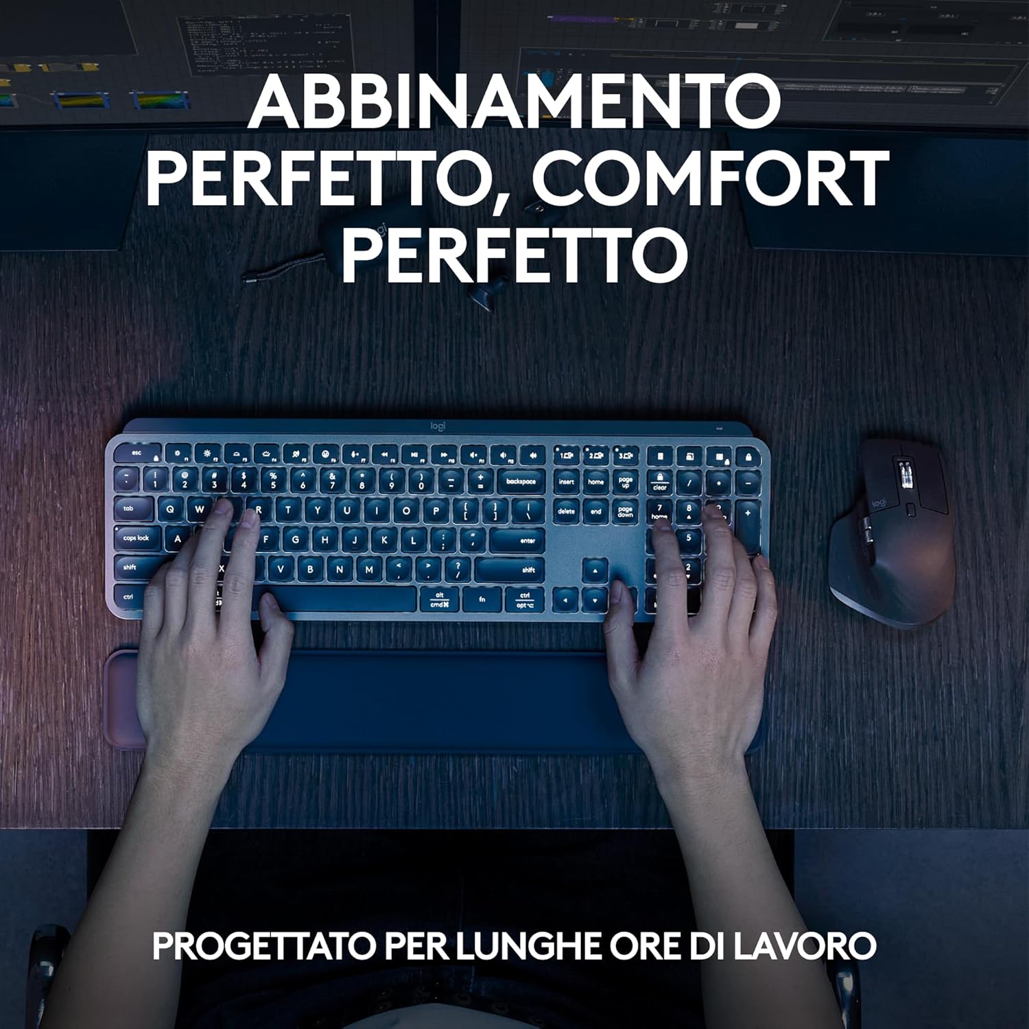 Logitech MX Keys S Combo - Tastiera e Mouse Wireless, Grigio - immagine 2