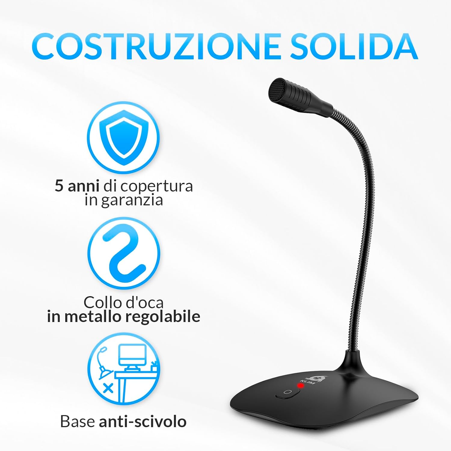 Klim Talk – Microfono USB PC Omnidirezionale, Nero - immagine 5