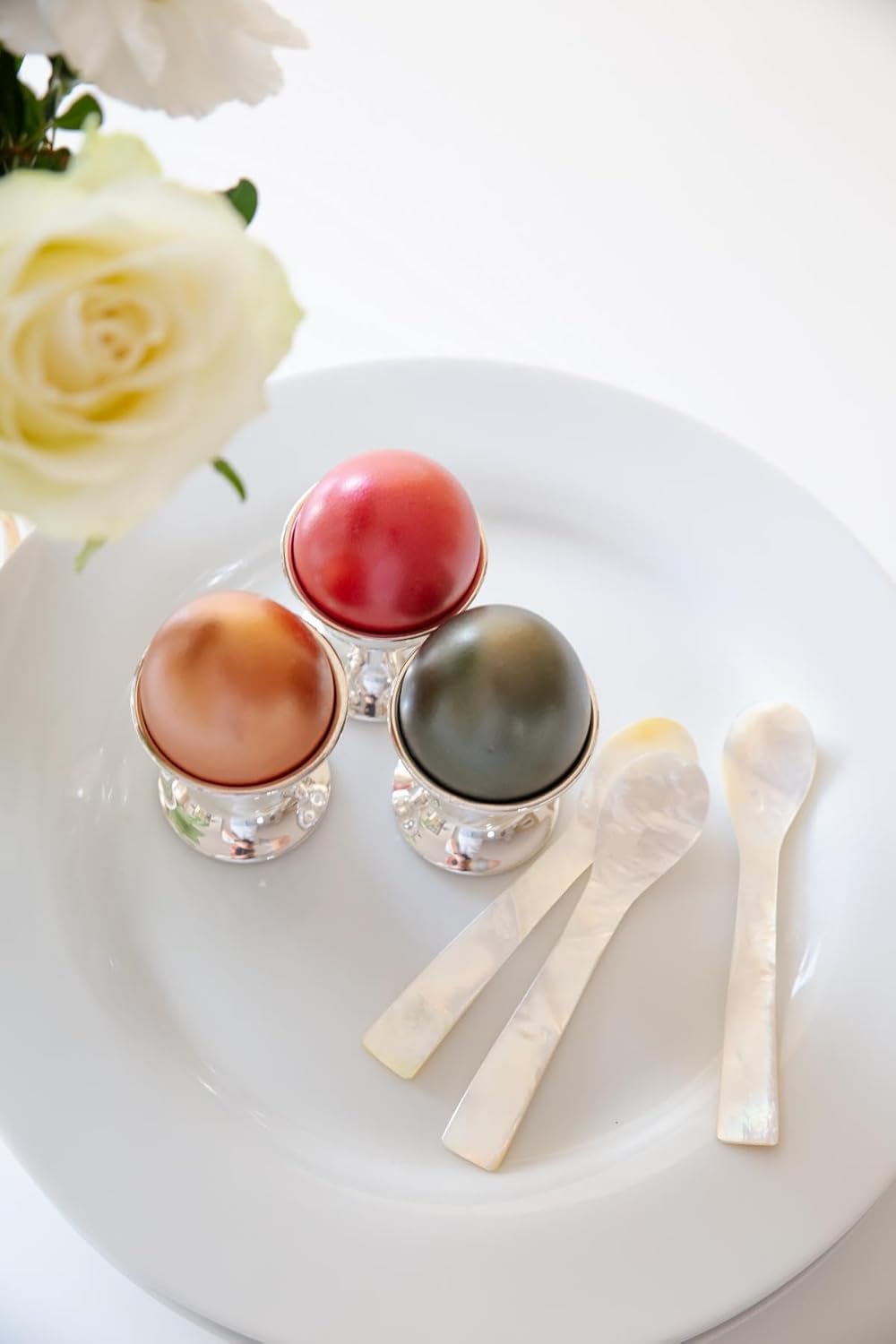 Edzard Set 4 Cucchiaini per Uova in Madreperla 11cm - immagine 2