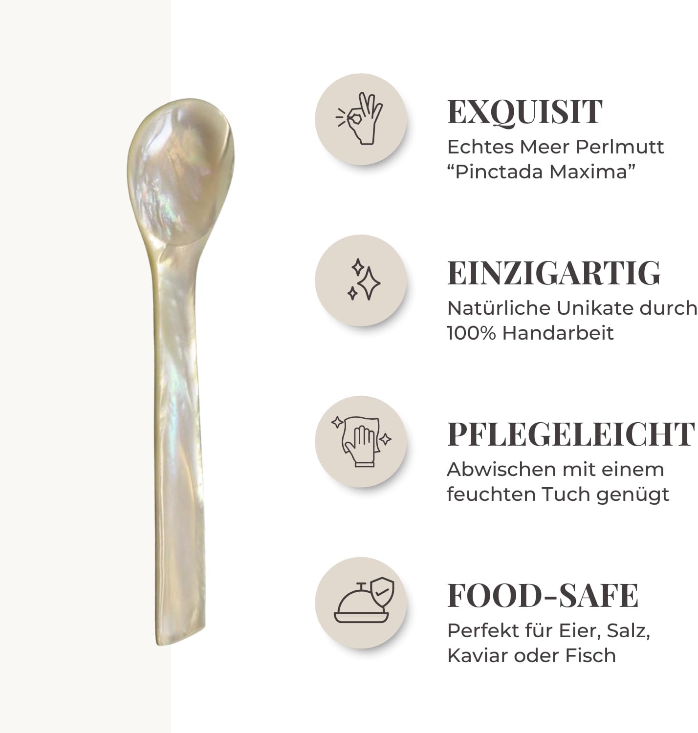Edzard Set 4 Cucchiaini per Uova in Madreperla 11cm - immagine 7