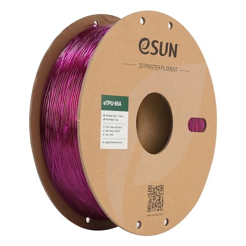 Esun Filamento TPU Flessibile 1.75mm per Stampante 3D, Viola Trasparente