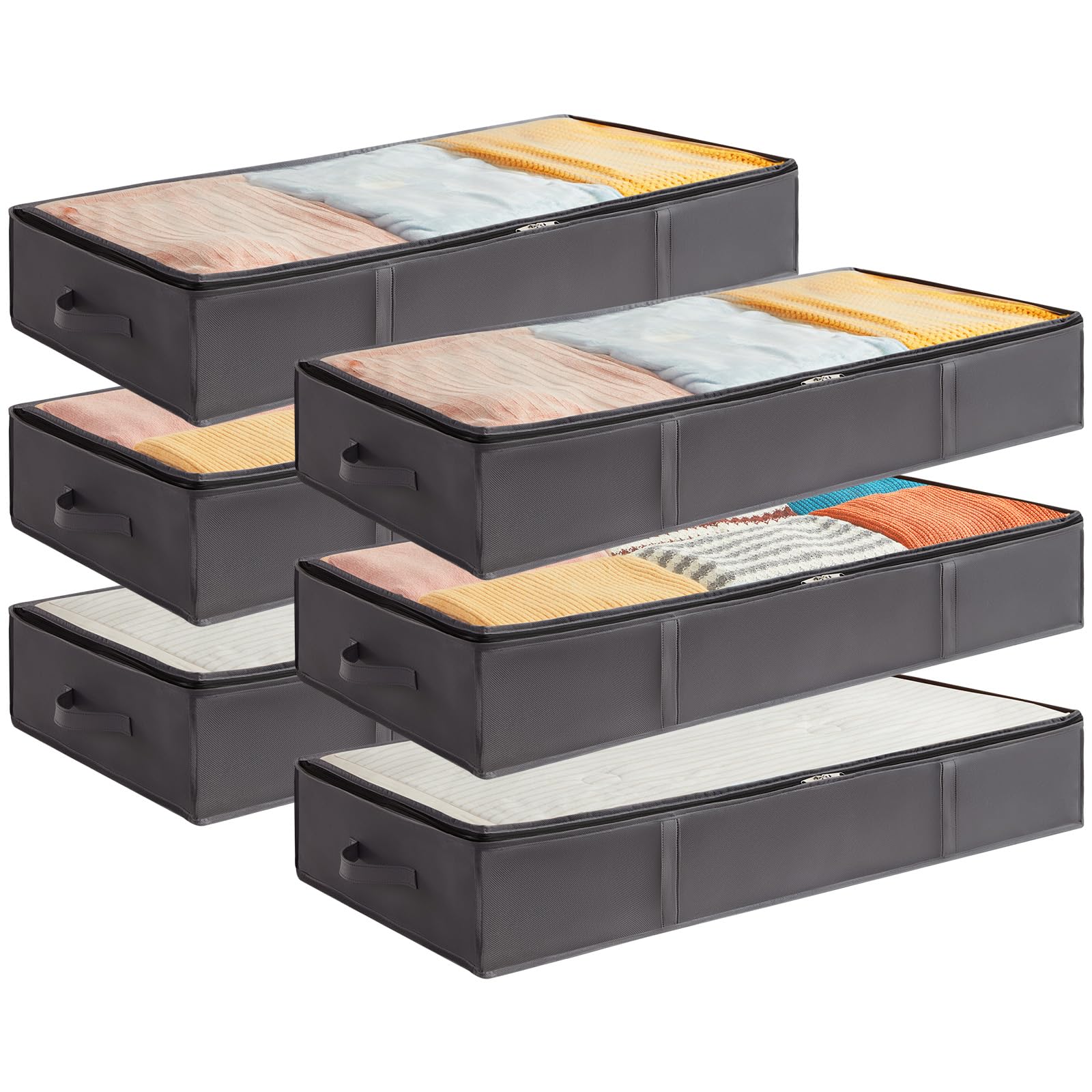 Lifewit Scatole Sottoletto Confezione da 6, Grigio