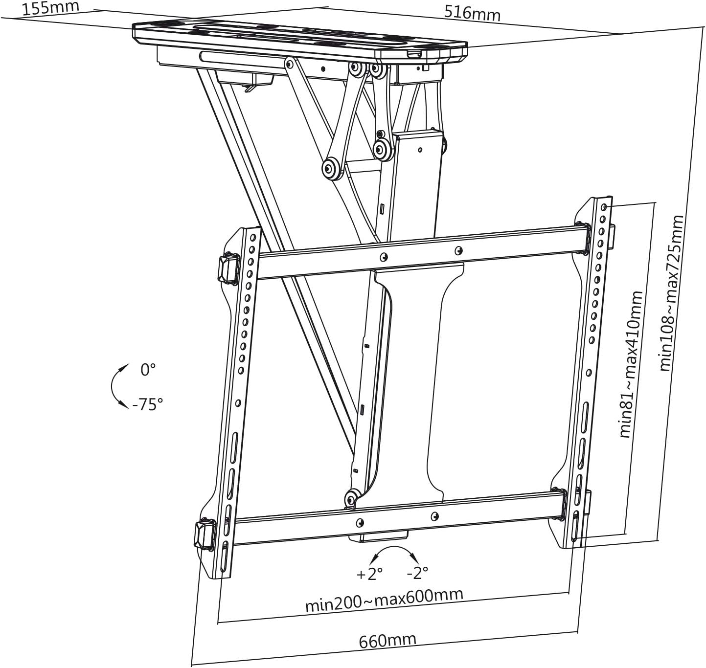 Maclean MC 582 Supporto Da Soffitto Per Proiettore – Carico 20kg, Inclinazione ±15°, Distanza 120mm, Metallo - 3